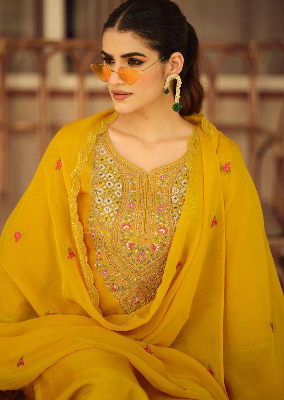 MOH BY PRM INDIA IN PURE RUSSIAN SILK WITH CODING EMRODARY AND HAND WORK 