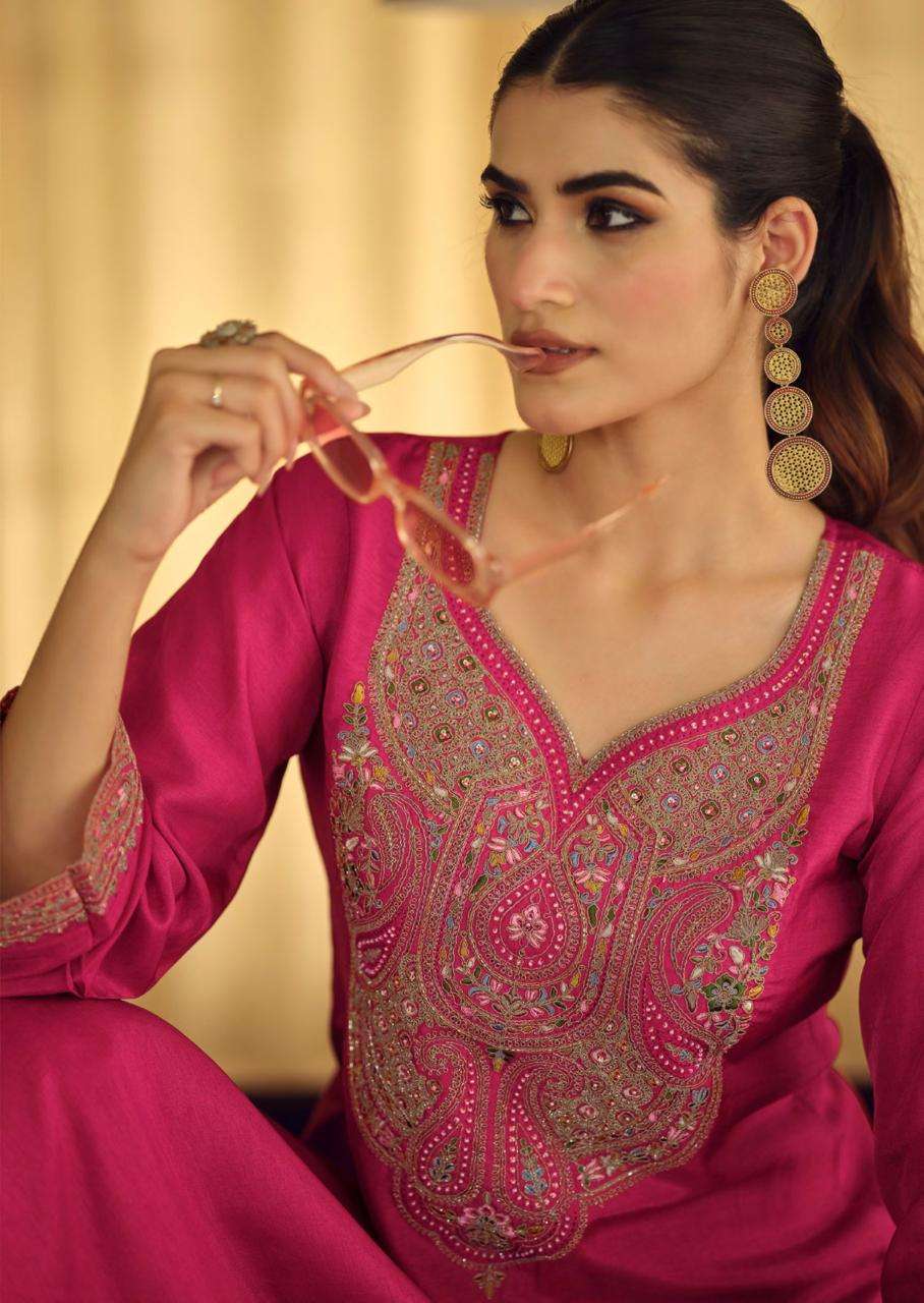 MOH BY PRM INDIA IN PURE RUSSIAN SILK WITH CODING EMRODARY AND HAND WORK 