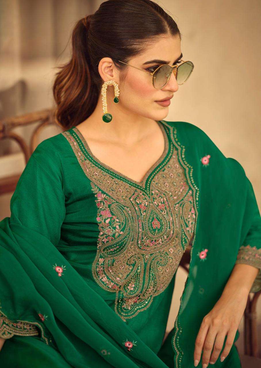 MOH BY PRM INDIA IN PURE RUSSIAN SILK WITH CODING EMRODARY AND HAND WORK 