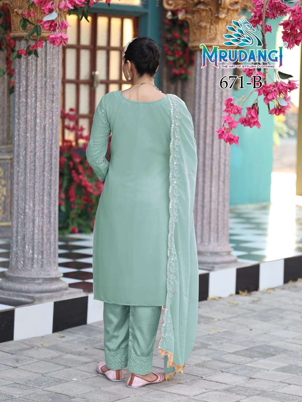 MOON COLOURS BY MRUDANGI IN REAL PREMIUM GEROGETTE WITH EMBROIDERY WORK 