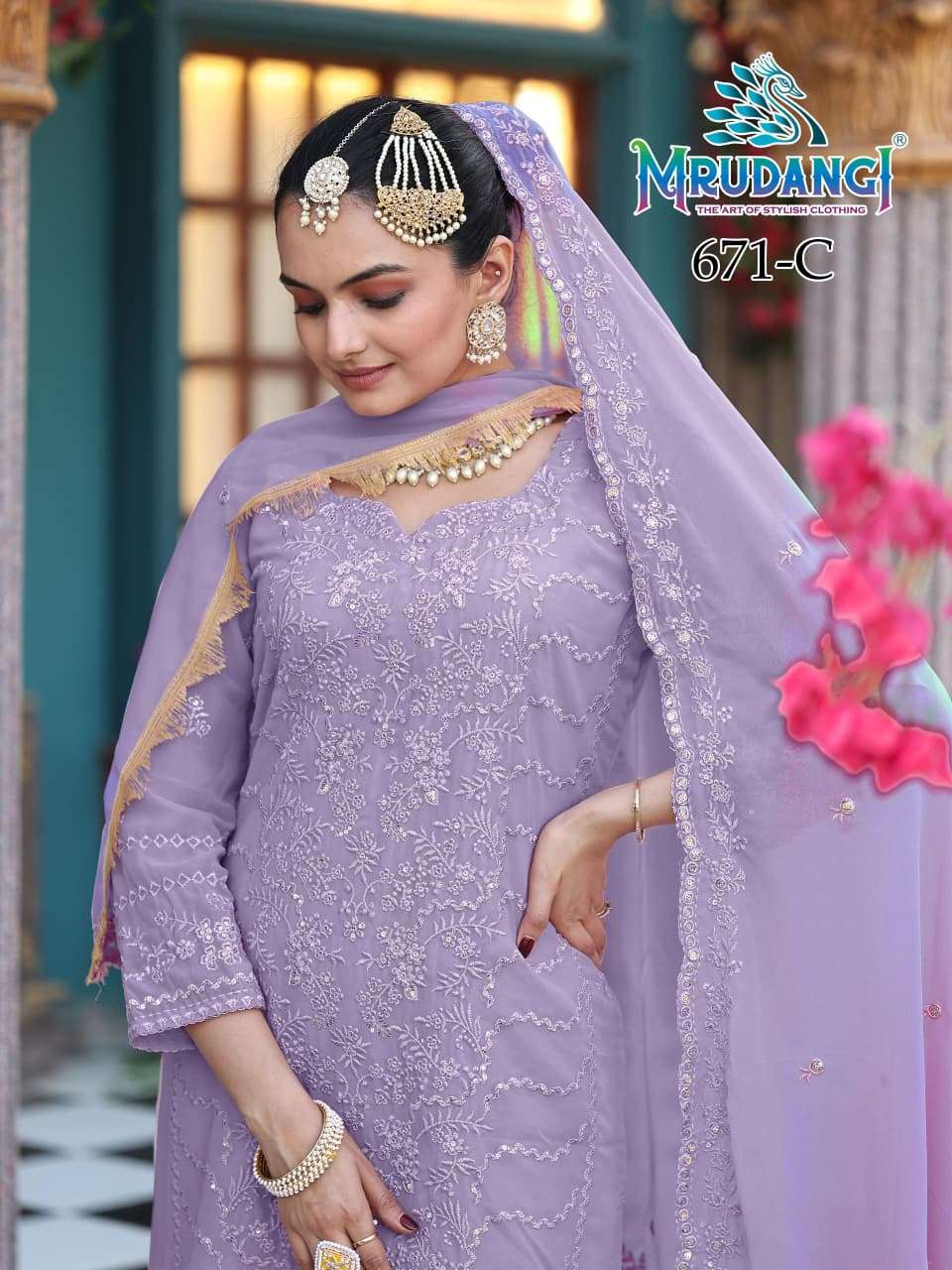 MOON COLOURS BY MRUDANGI IN REAL PREMIUM GEROGETTE WITH EMBROIDERY WORK 