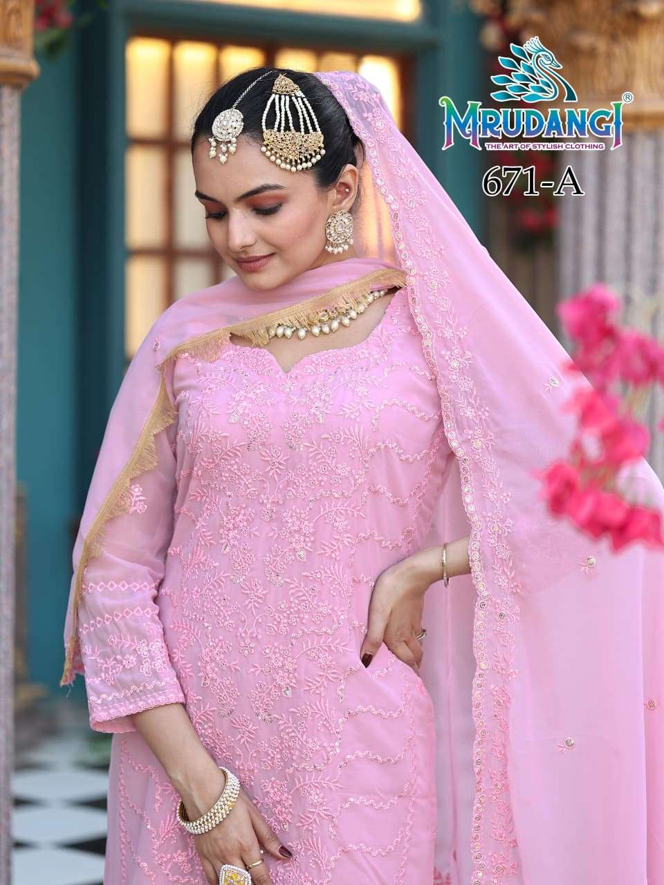 MOON COLOURS BY MRUDANGI IN REAL PREMIUM GEROGETTE WITH EMBROIDERY WORK 