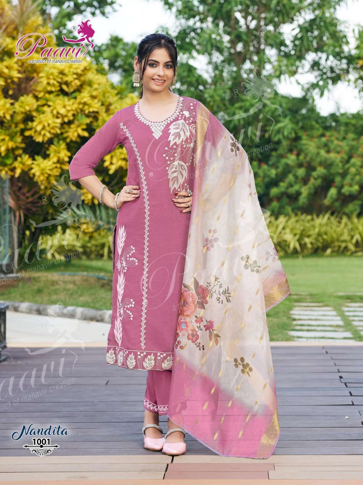 NANDITA BY PAAVI IN HEAVY VARTICAN WITH EMBROIDERY WORK AND HEAVY DIGITAL DUPATTA