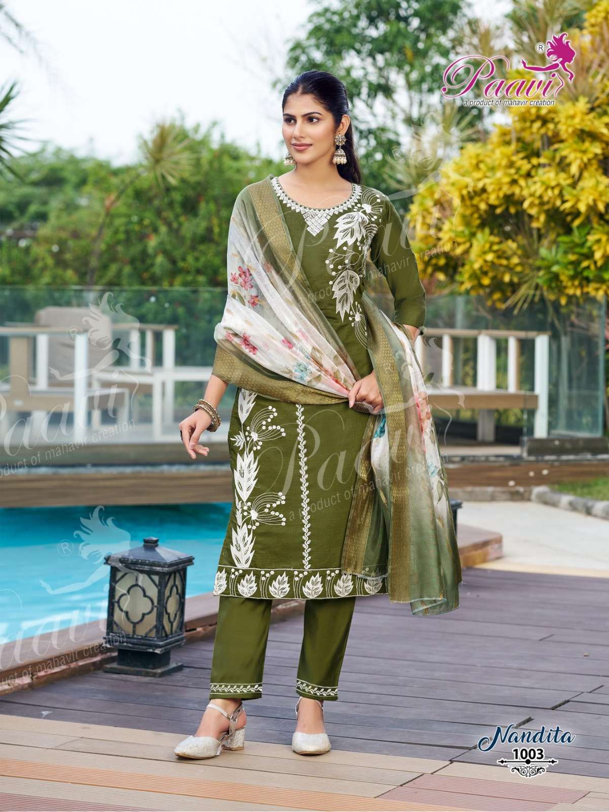 NANDITA BY PAAVI IN HEAVY VARTICAN WITH EMBROIDERY WORK AND HEAVY DIGITAL DUPATTA