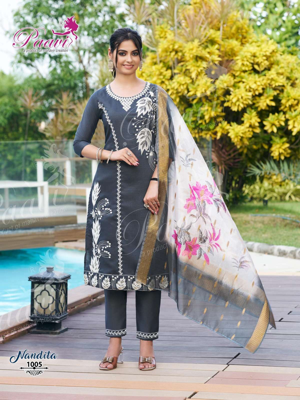 NANDITA BY PAAVI IN HEAVY VARTICAN WITH EMBROIDERY WORK AND HEAVY DIGITAL DUPATTA