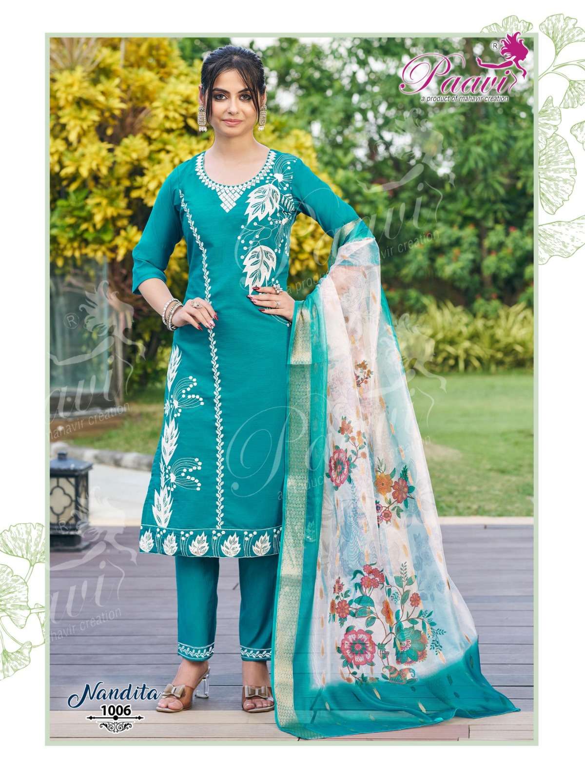 NANDITA BY PAAVI IN HEAVY VARTICAN WITH EMBROIDERY WORK AND HEAVY DIGITAL DUPATTA