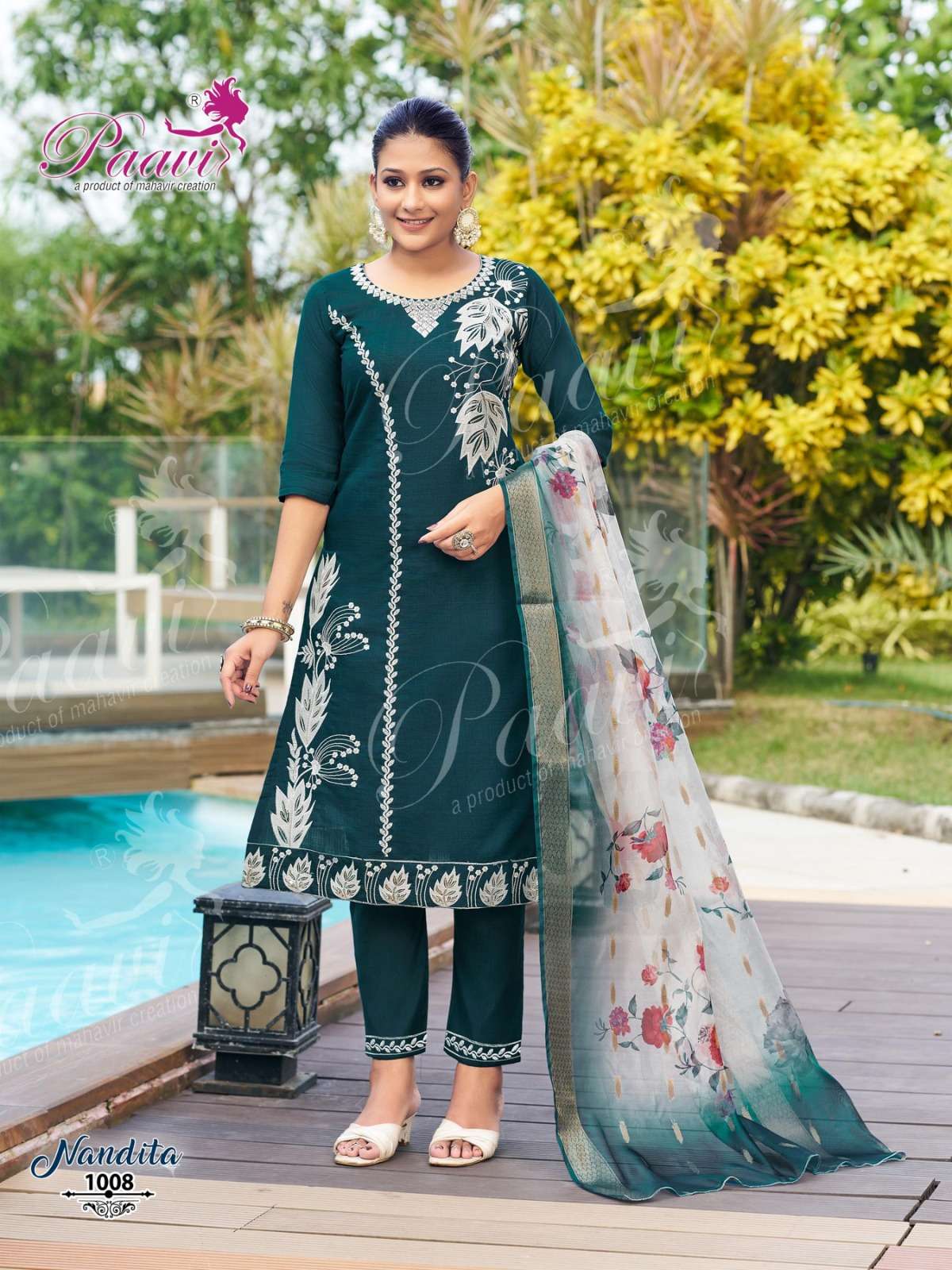 NANDITA BY PAAVI IN HEAVY VARTICAN WITH EMBROIDERY WORK AND HEAVY DIGITAL DUPATTA