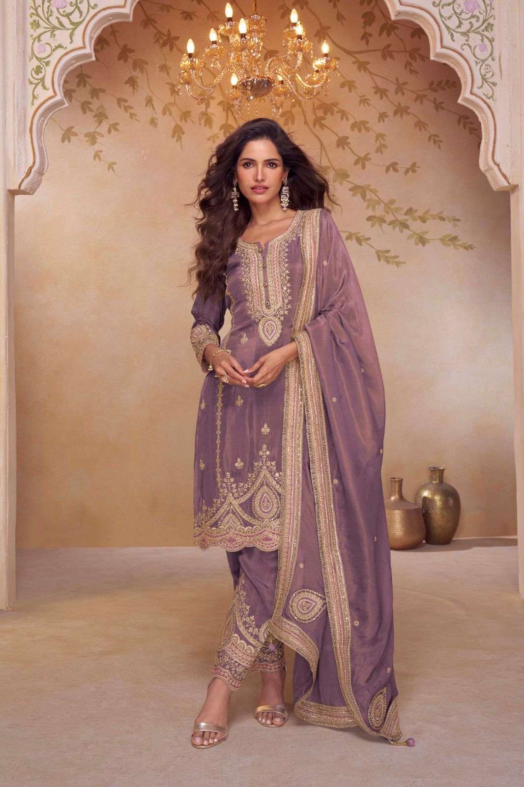 NIRALI BY GULKAYRA DESIGNER IN REAL SIMAR SILK WITH FRONT & BACK EMBROIDERY WORK 