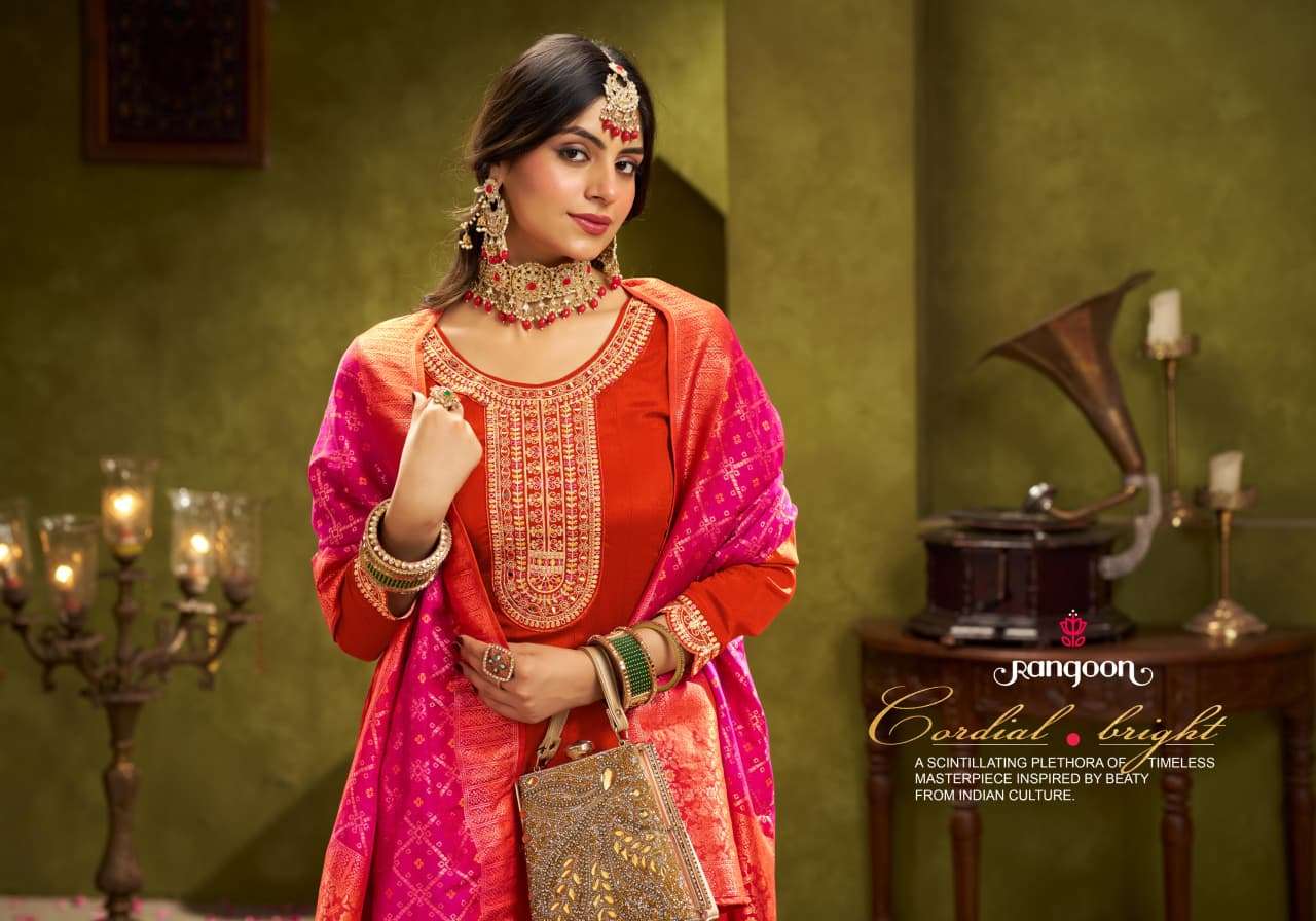 ODHANI BY RANGOON IN CHINON SILK WITH MIRROR WORK & FULL INNER ANARKALI STYLE 