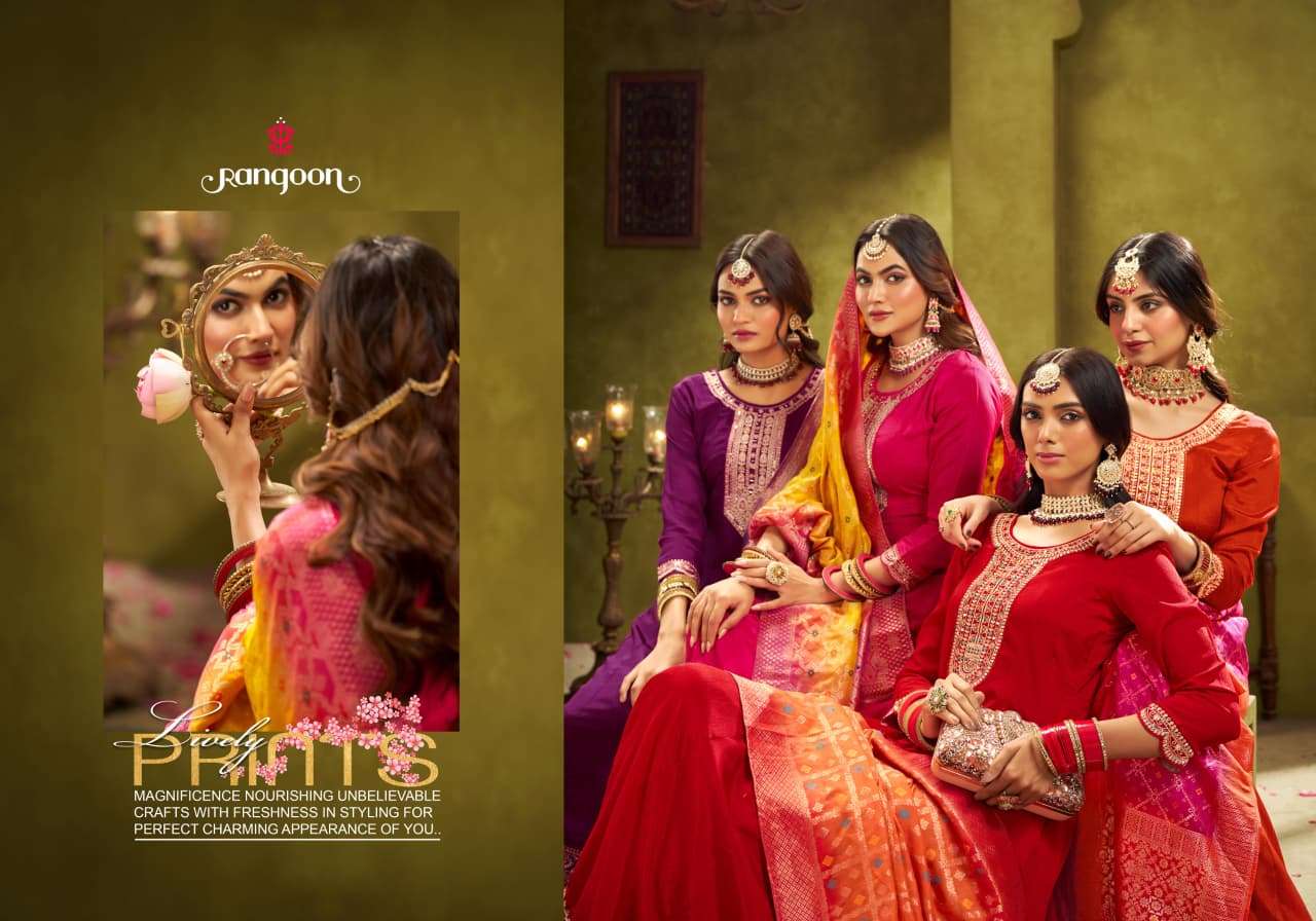 ODHANI BY RANGOON IN CHINON SILK WITH MIRROR WORK & FULL INNER ANARKALI STYLE 