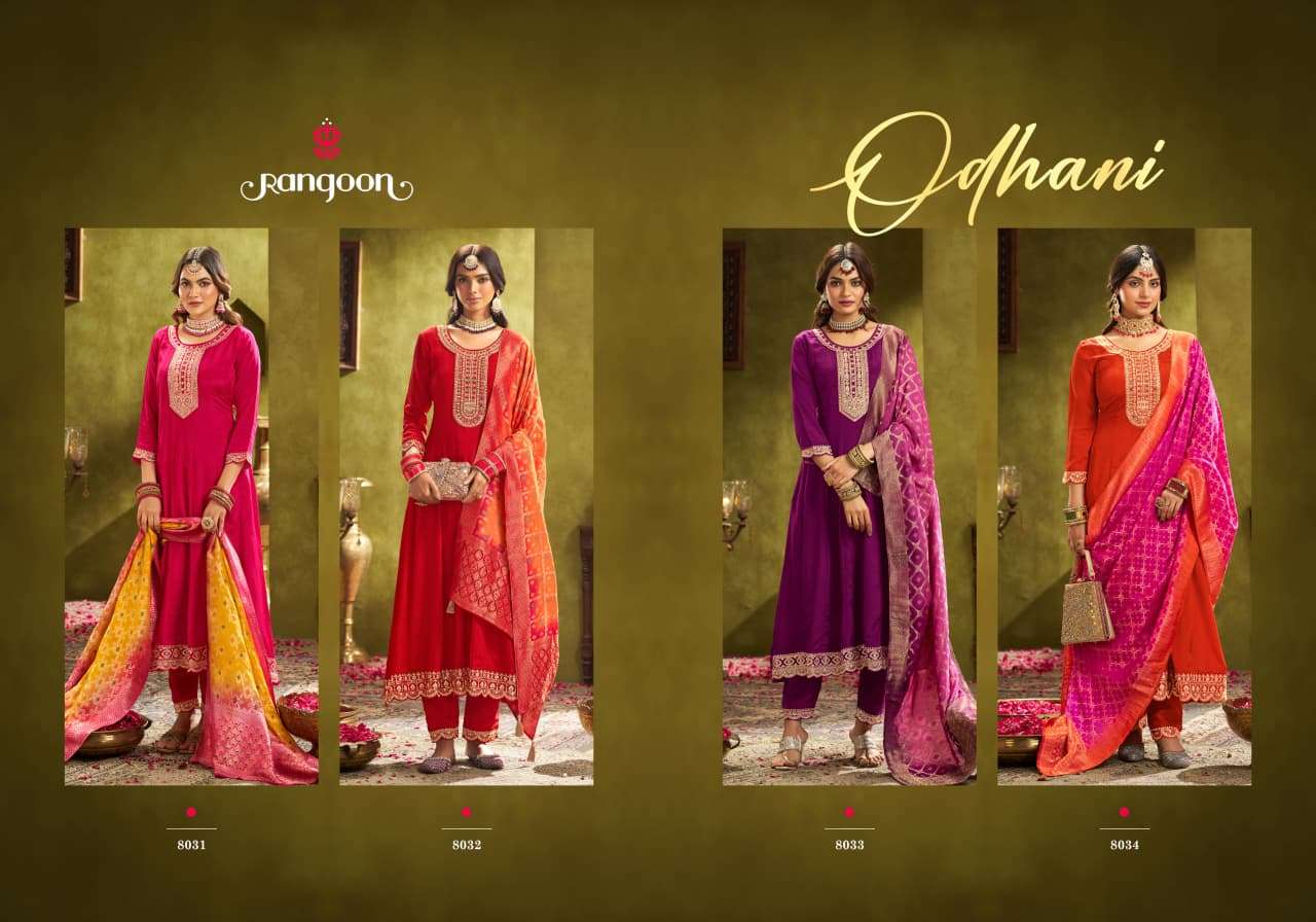 ODHANI BY RANGOON IN CHINON SILK WITH MIRROR WORK & FULL INNER ANARKALI STYLE 