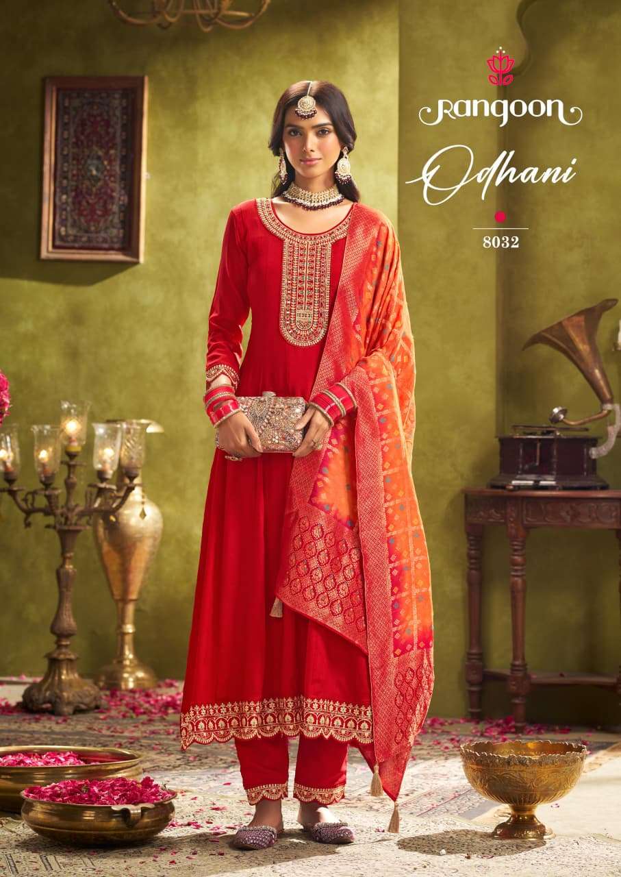 ODHANI BY RANGOON IN CHINON SILK WITH MIRROR WORK & FULL INNER ANARKALI STYLE 