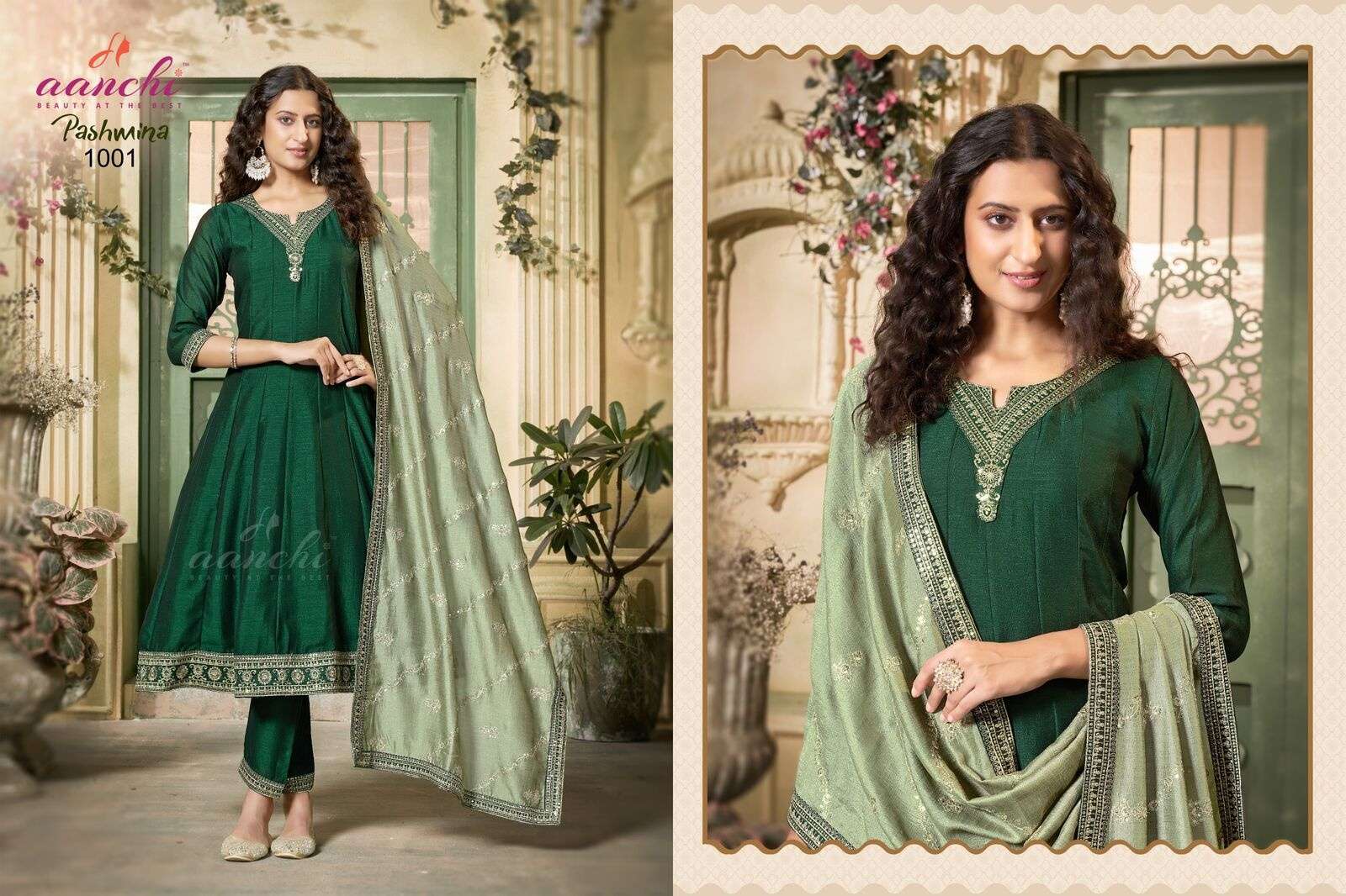 PASHMINA BY AANCHI IN VICHITRA SILK WITH FANCY CONTRAST DUPTTA WORK