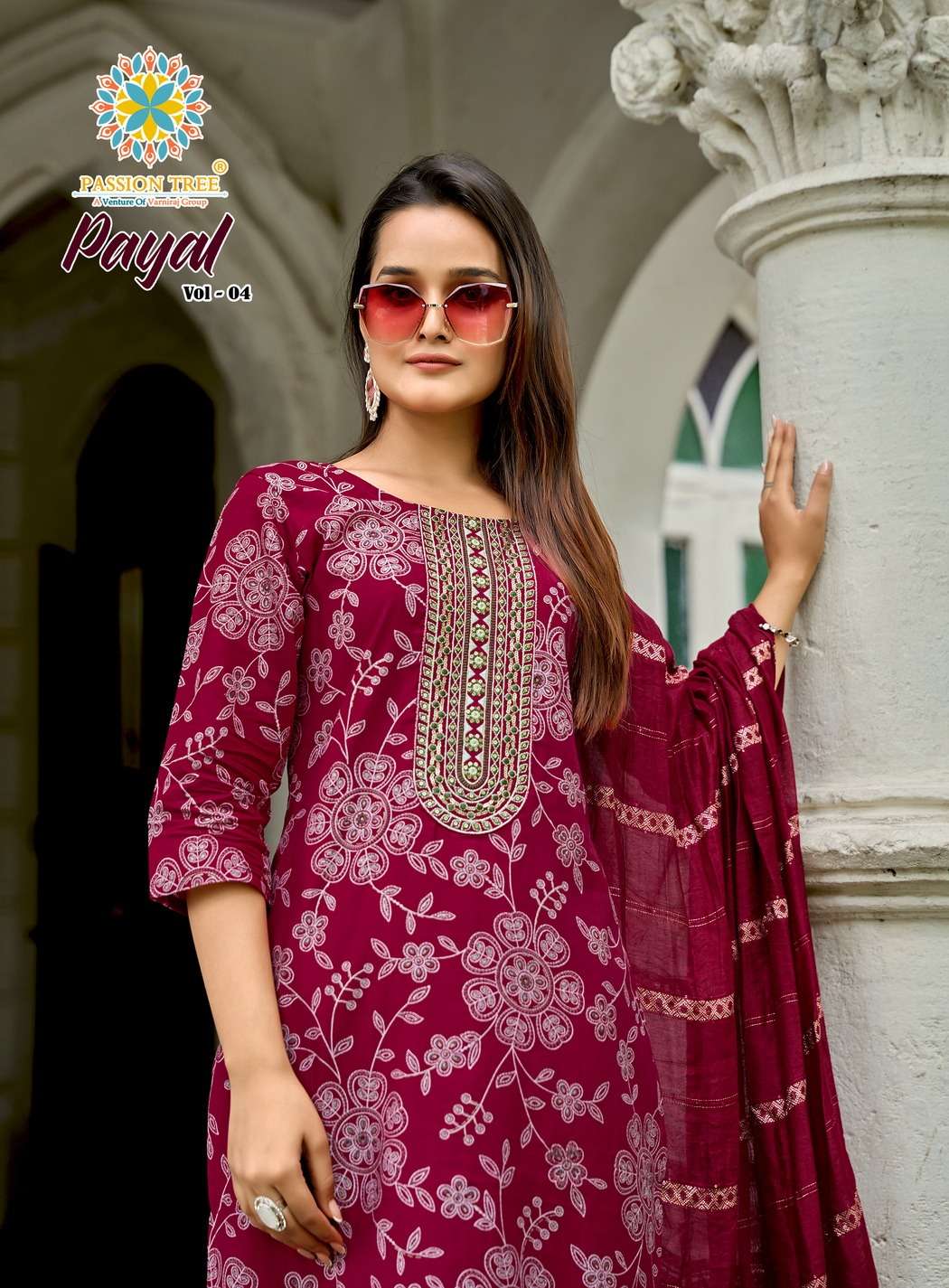 PAYAL VOL-4 BY PASSION TREE IN VETICAN PRINT STRAIGHT KURTI WITH PANT & DUPATTA 