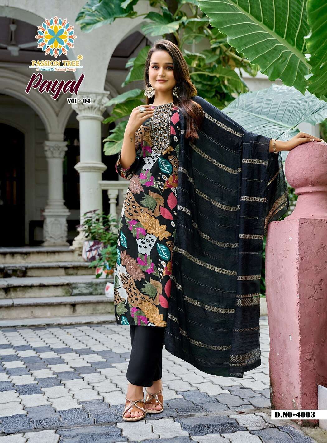PAYAL VOL-4 BY PASSION TREE IN VETICAN PRINT STRAIGHT KURTI WITH PANT & DUPATTA 