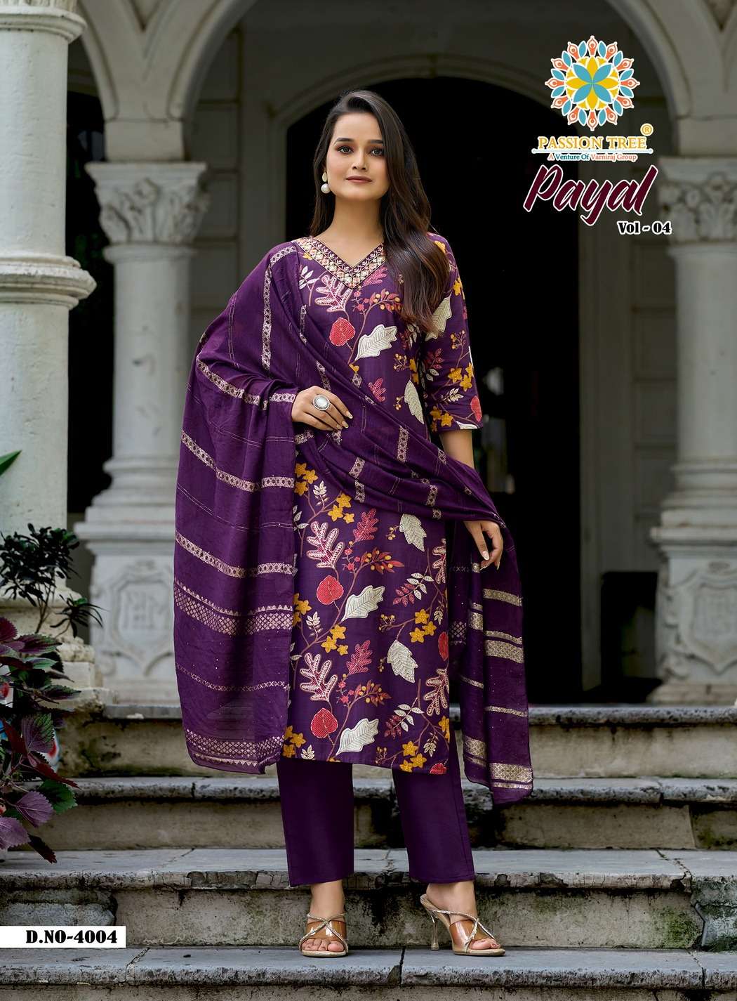 PAYAL VOL-4 BY PASSION TREE IN VETICAN PRINT STRAIGHT KURTI WITH PANT & DUPATTA 