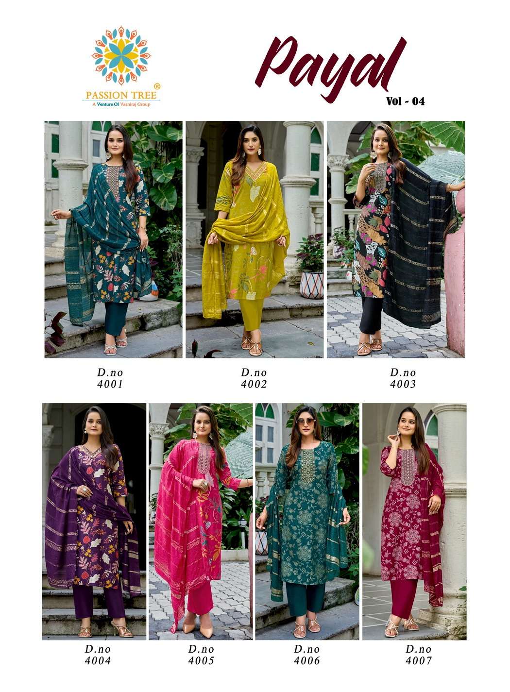 PAYAL VOL-4 BY PASSION TREE IN VETICAN PRINT STRAIGHT KURTI WITH PANT & DUPATTA 