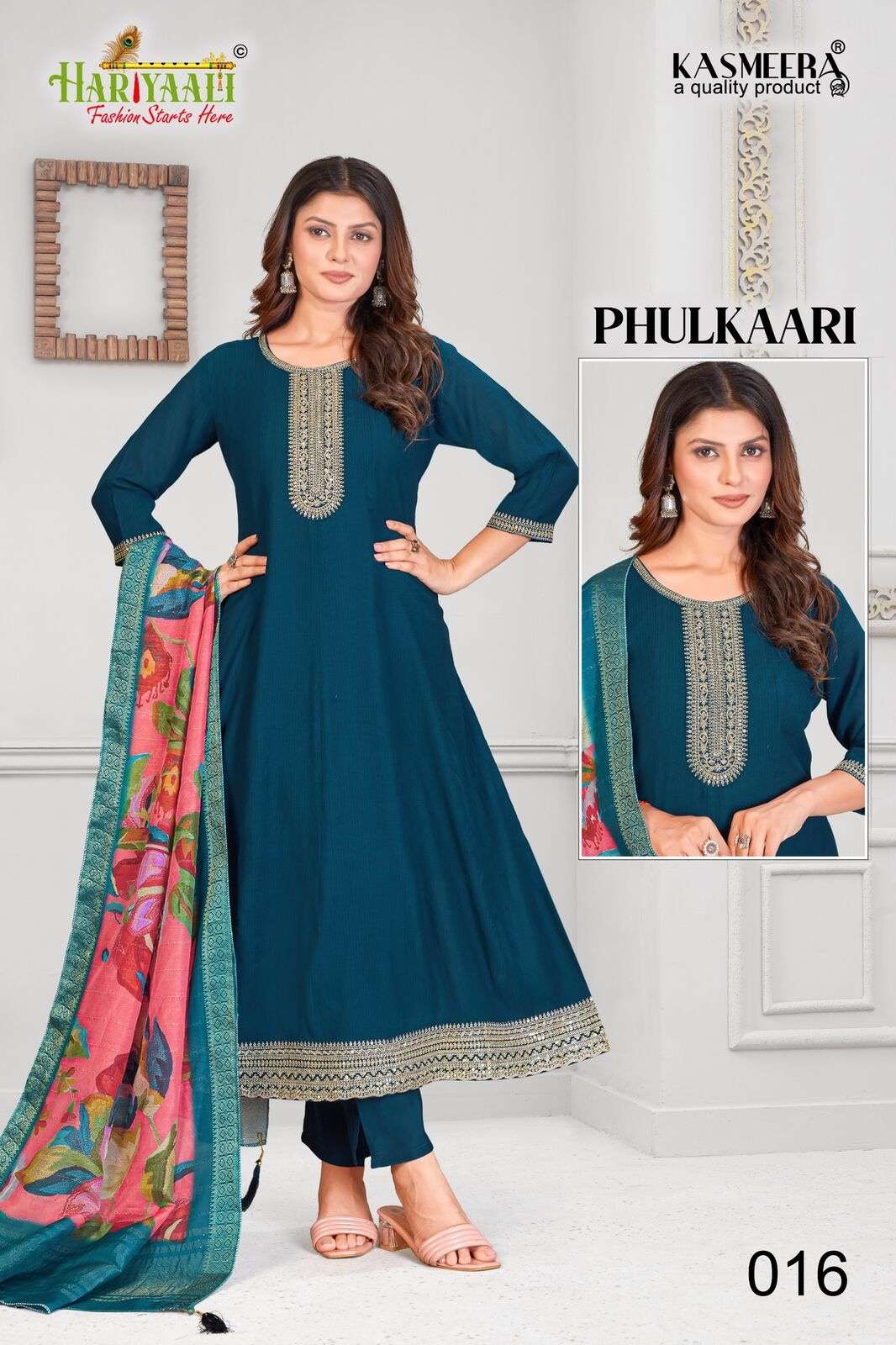 PHULKAARI BY HARIYAALI IN ROMAN CHIFFON CRUSH FABRIC TOP WITH BEAUTIFUL CODDING WORK 