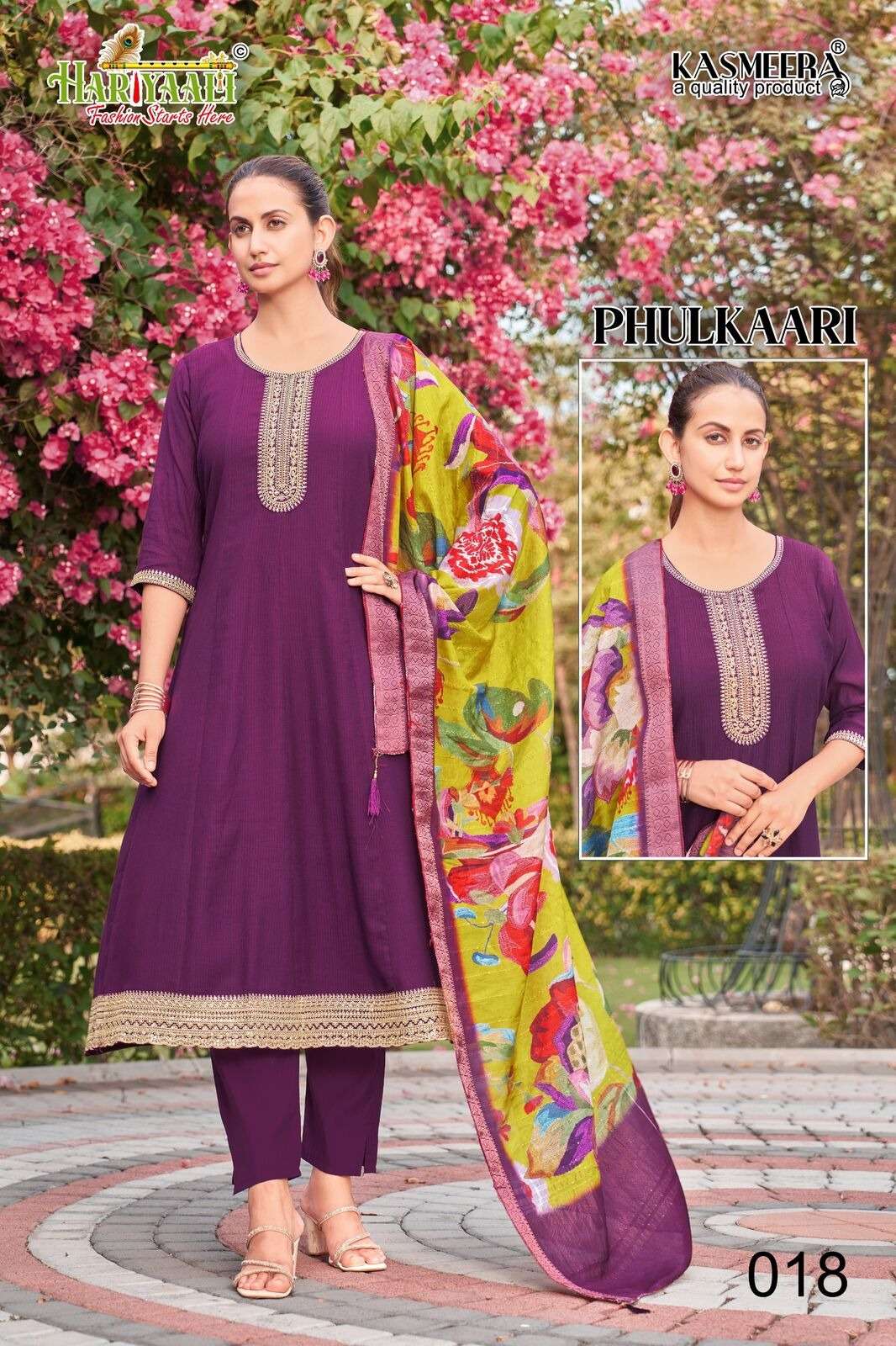 PHULKAARI BY HARIYAALI IN ROMAN CHIFFON CRUSH FABRIC TOP WITH BEAUTIFUL CODDING WORK 