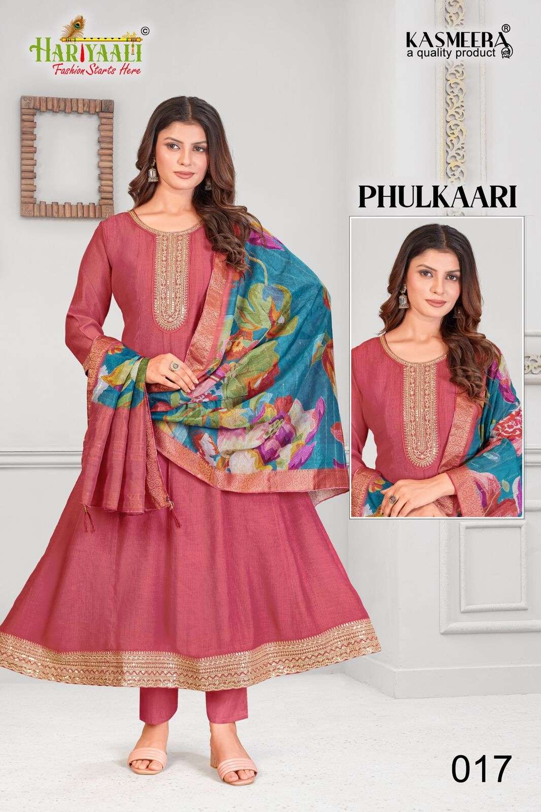 PHULKAARI BY HARIYAALI IN ROMAN CHIFFON CRUSH FABRIC TOP WITH BEAUTIFUL CODDING WORK 
