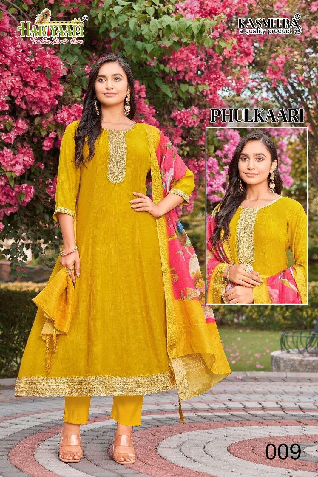 PHULKAARI BY HARIYAALI IN ROMAN CHIFFON CRUSH FABRIC TOP WITH BEAUTIFUL CODDING WORK 