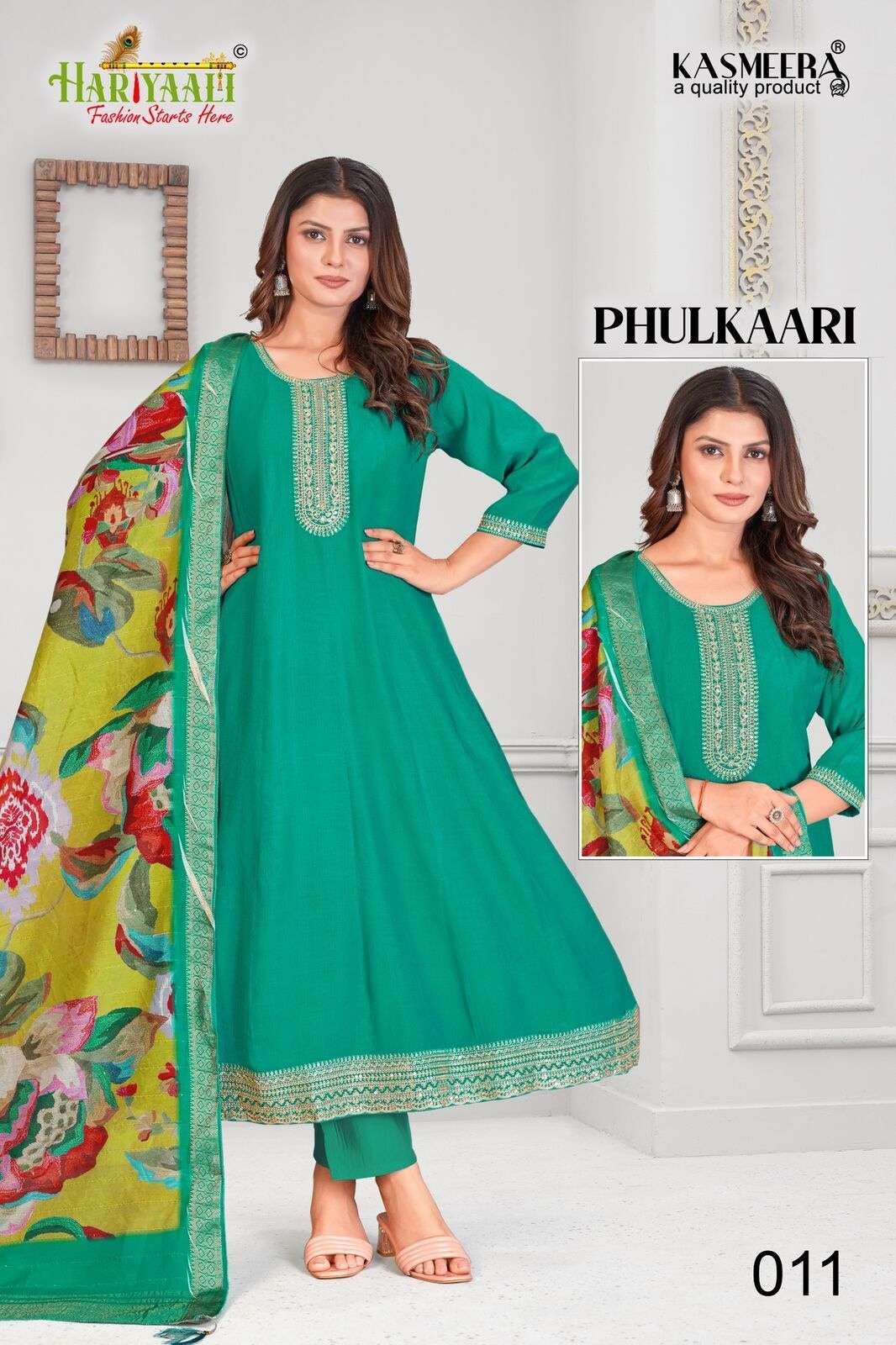 PHULKAARI BY HARIYAALI IN ROMAN CHIFFON CRUSH FABRIC TOP WITH BEAUTIFUL CODDING WORK 