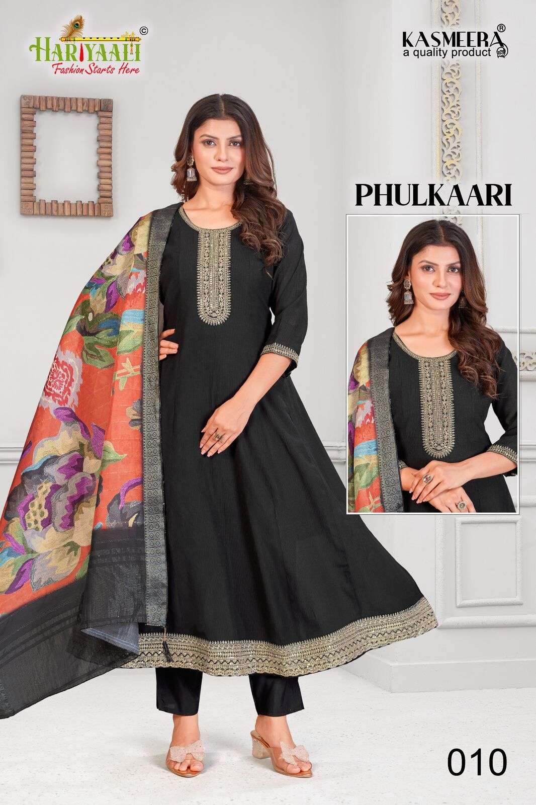 PHULKAARI BY HARIYAALI IN ROMAN CHIFFON CRUSH FABRIC TOP WITH BEAUTIFUL CODDING WORK 