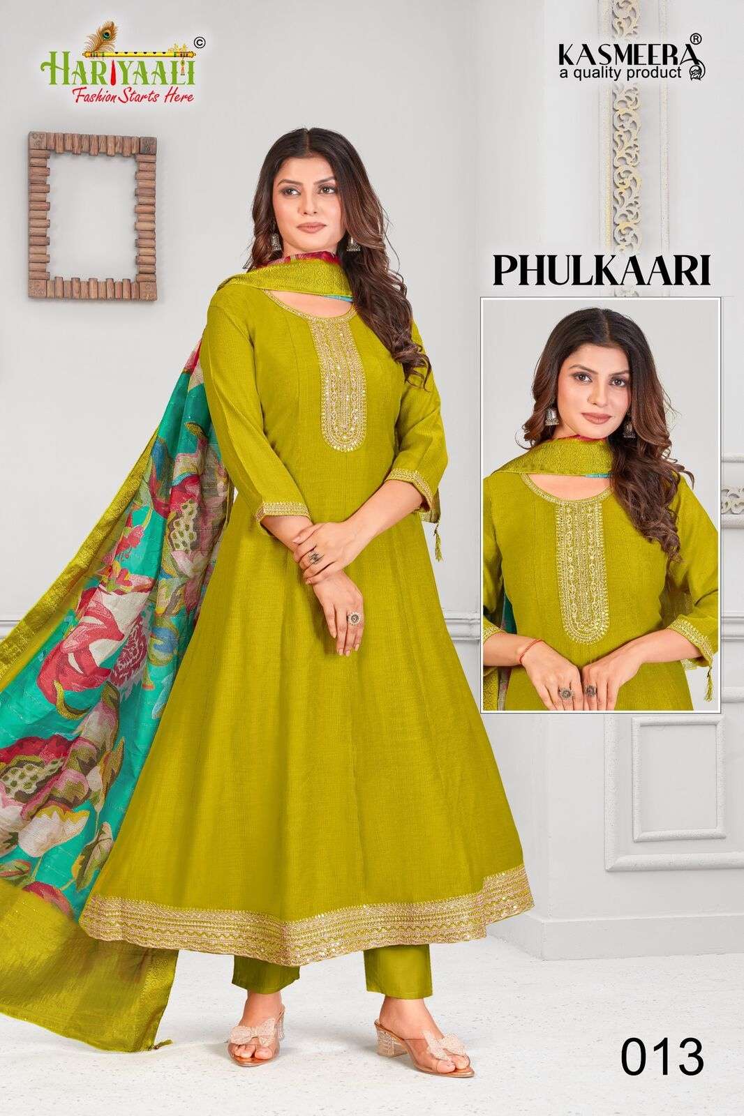 PHULKAARI BY HARIYAALI IN ROMAN CHIFFON CRUSH FABRIC TOP WITH BEAUTIFUL CODDING WORK 