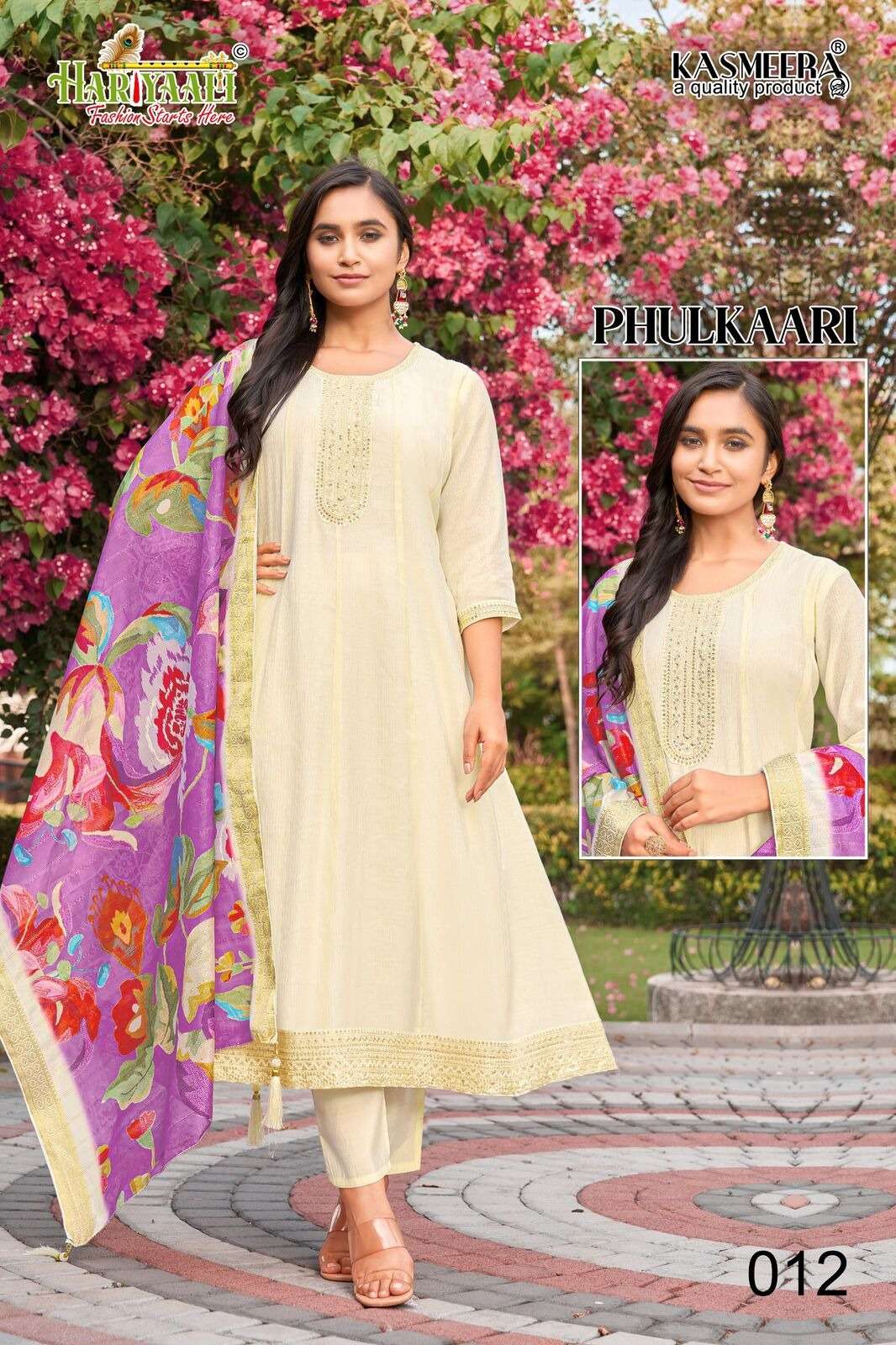 PHULKAARI BY HARIYAALI IN ROMAN CHIFFON CRUSH FABRIC TOP WITH BEAUTIFUL CODDING WORK 