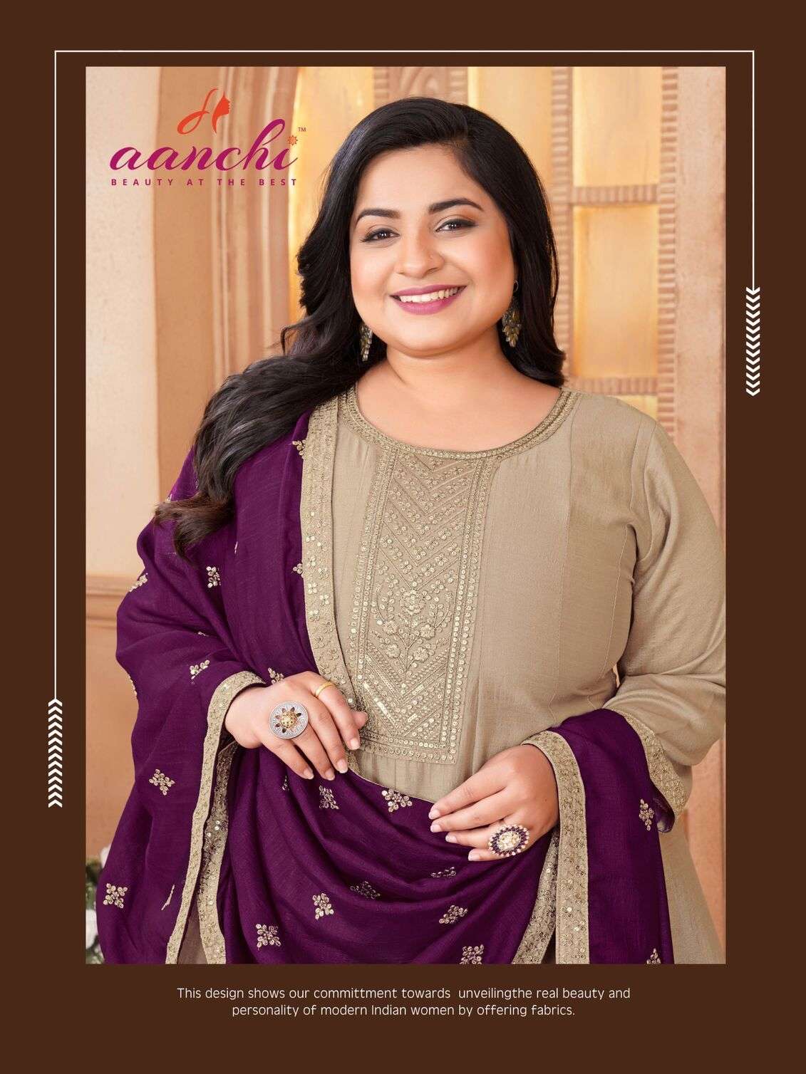 PLUS BLOSSOM BY AANCHI IN VICHITRA SILK WITH CONTRAS FANCY DUPATTA WORK