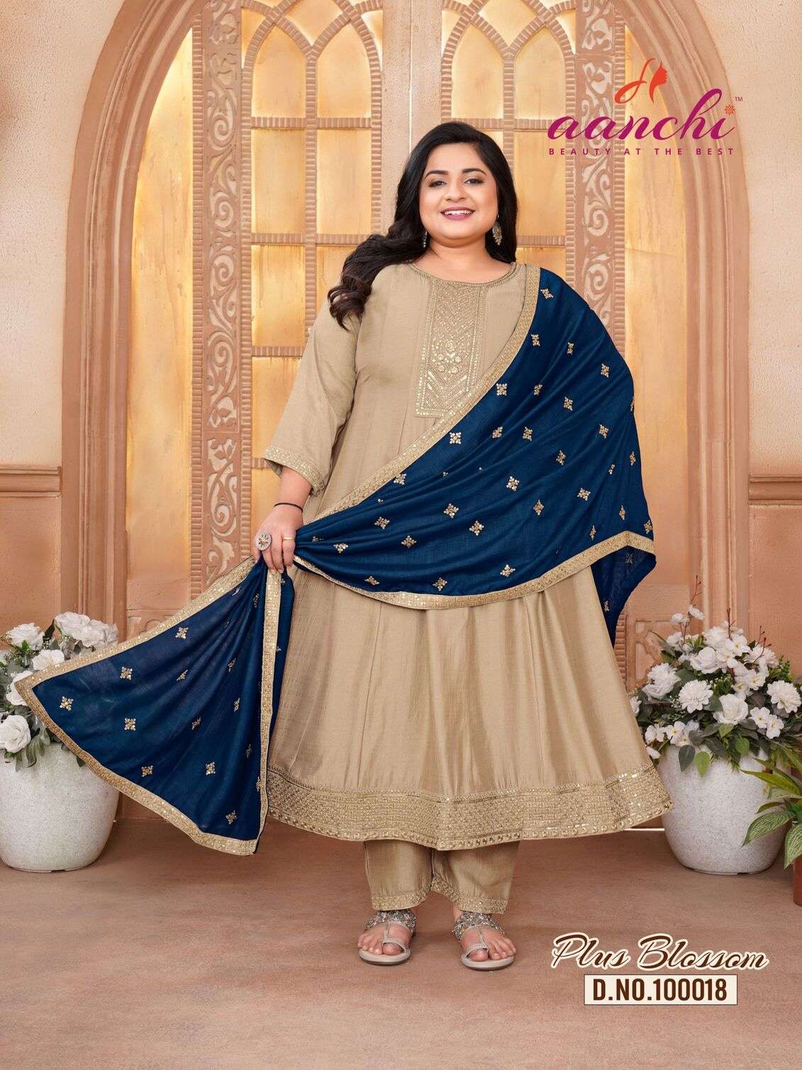 PLUS BLOSSOM BY AANCHI IN VICHITRA SILK WITH CONTRAS FANCY DUPATTA WORK