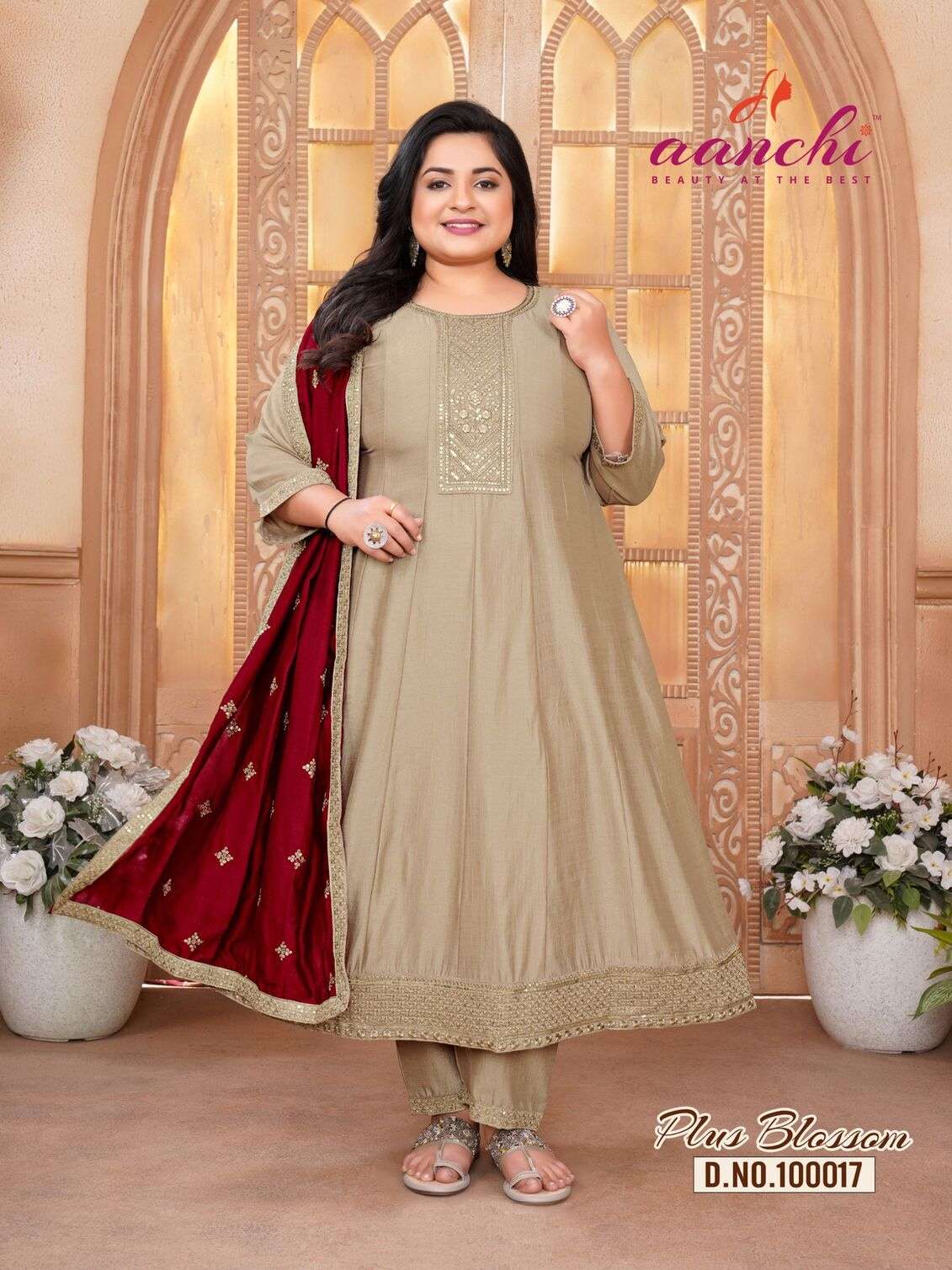 PLUS BLOSSOM BY AANCHI IN VICHITRA SILK WITH CONTRAS FANCY DUPATTA WORK