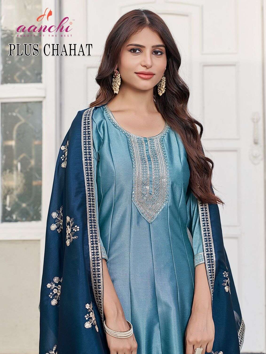 PLUS CHAHAT BY AANCHI IN CRYSTAL SILK WITH FANCY DUPATTA WORK 3 PCS SET FLAIR CONCEPT 