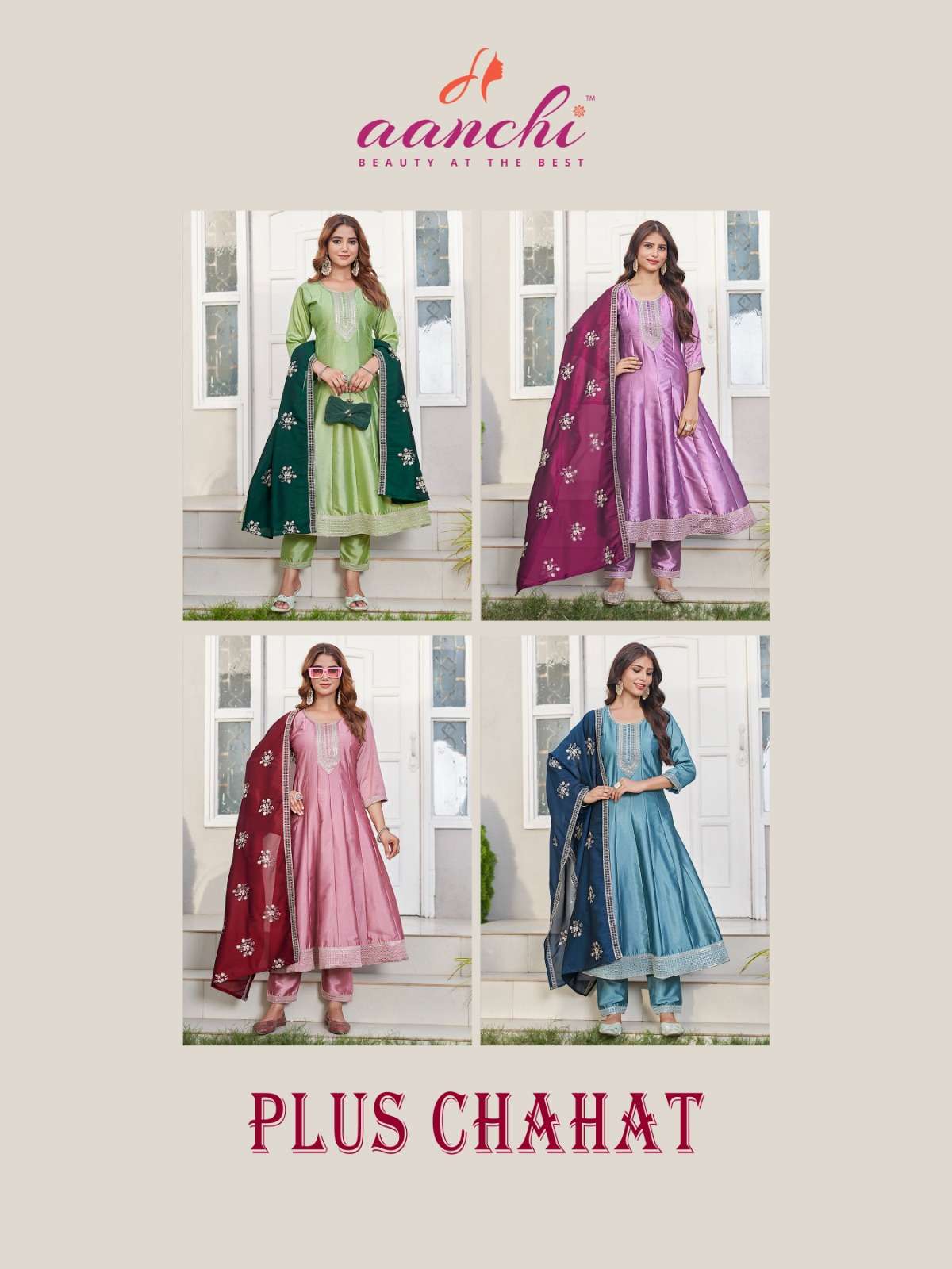 PLUS CHAHAT BY AANCHI IN CRYSTAL SILK WITH FANCY DUPATTA WORK 3 PCS SET FLAIR CONCEPT 