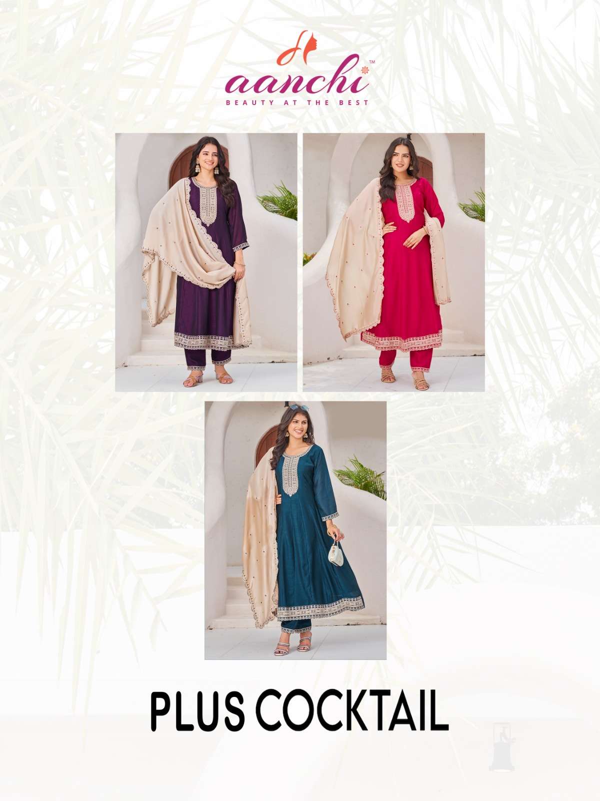 PLUS COCKTAIL BY AANCHI IN VICHITRA SILK WITH FANCY DUPATTA WORK