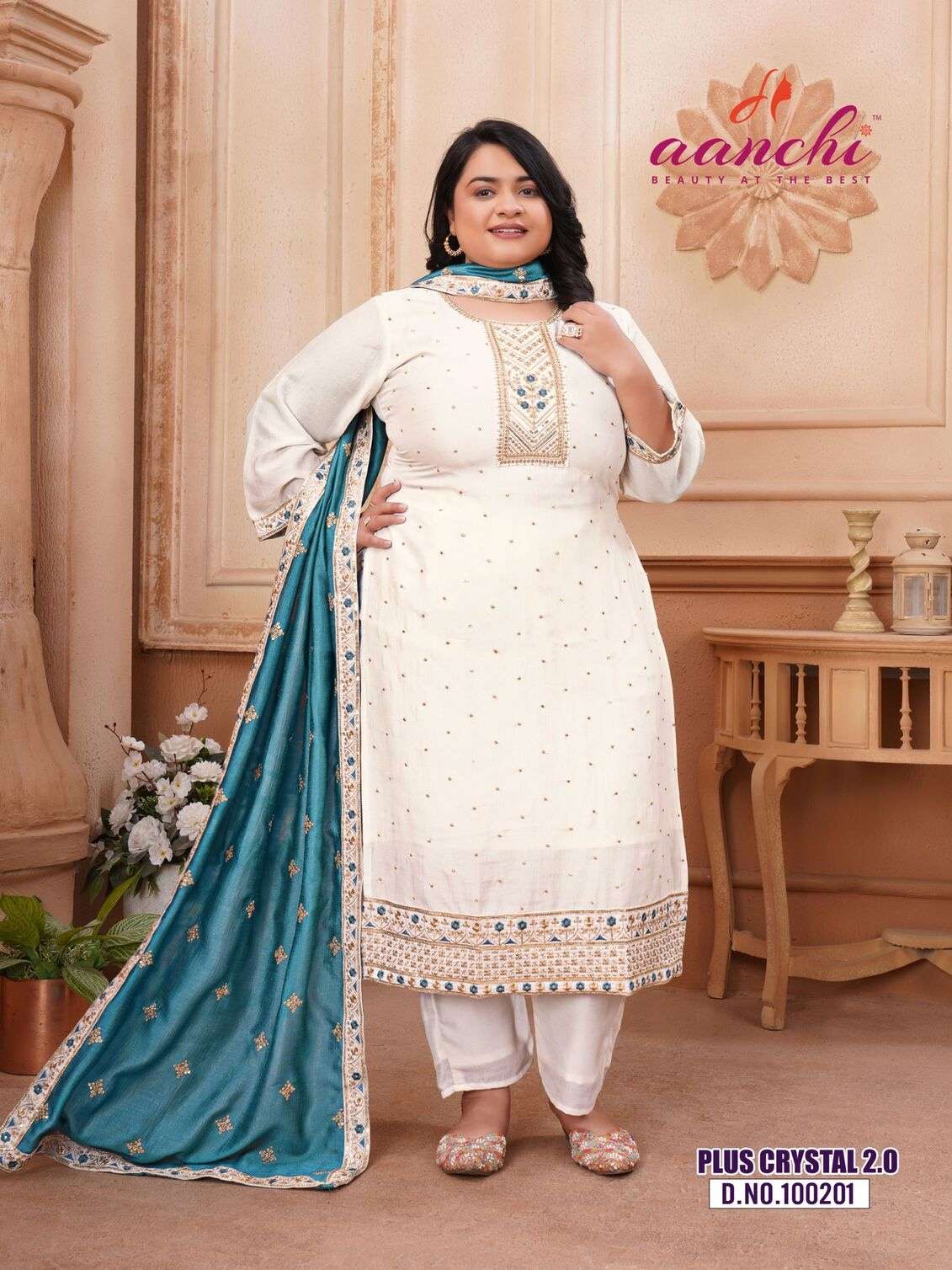 PLUS CRYSTAL BY AANCHI IN VICHITRA SILK WITH HEAVY EMBROIDERY WORK STRAIGHT CONCEPT