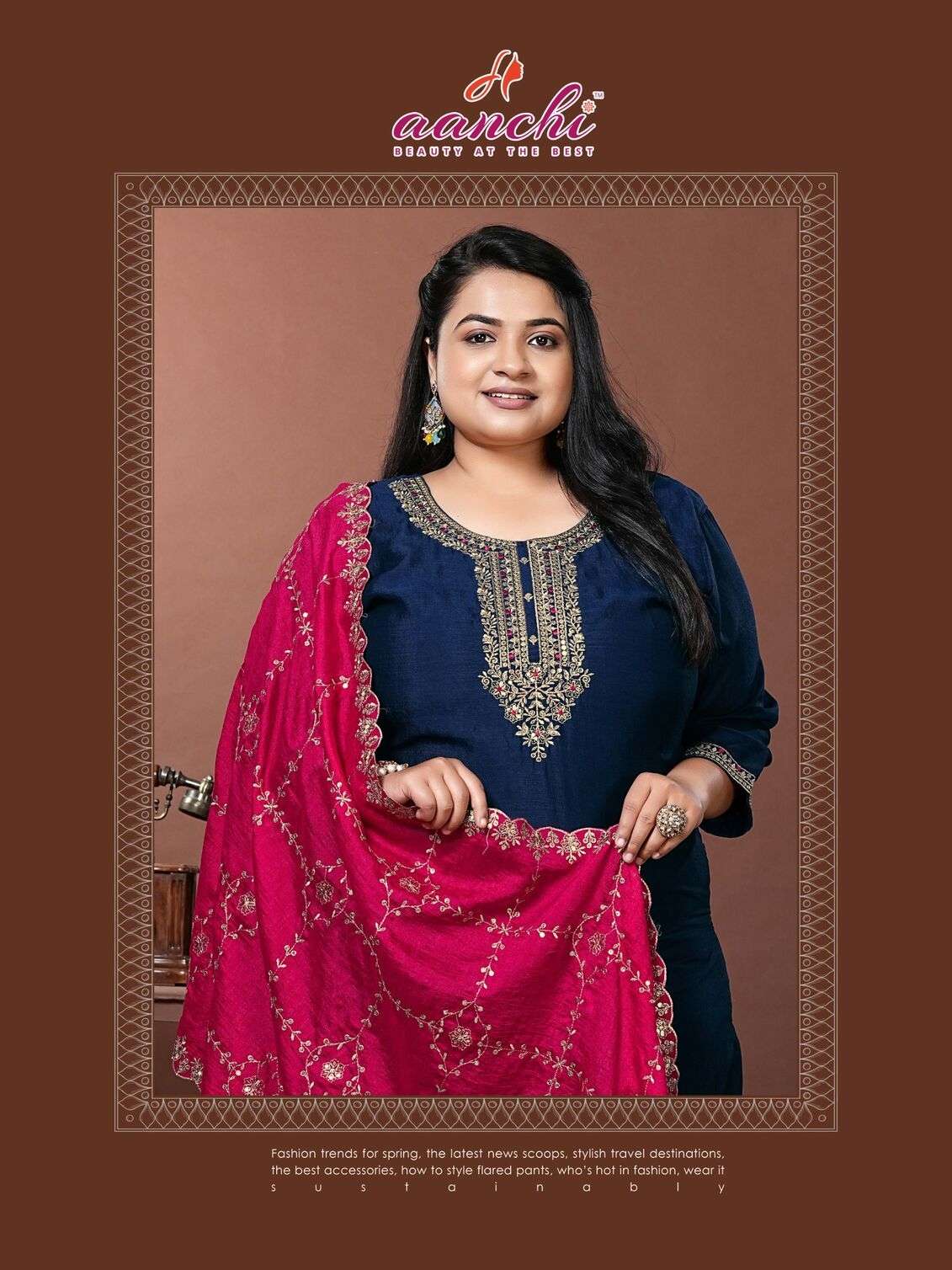 PLUS KOMAL BY AANCHI IN VICHITRA SILK WITH FANCY CONTRAS DUPATTA WORK 