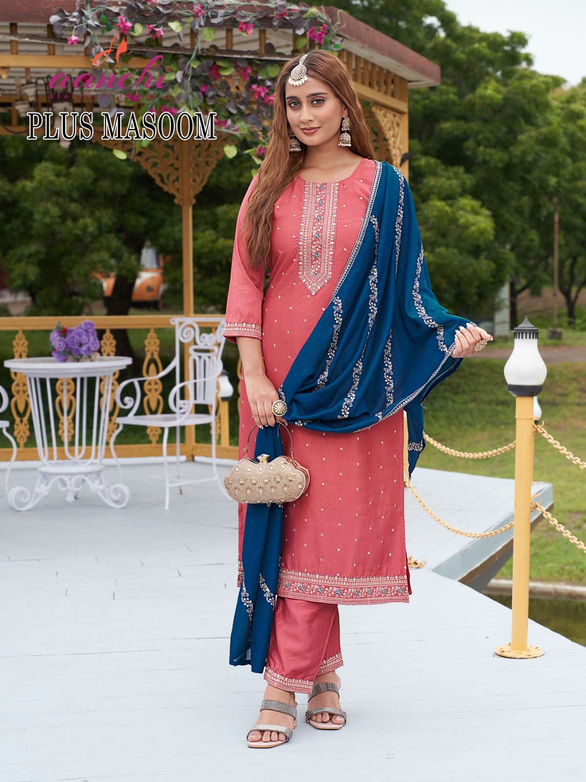 PLUS MASOOM BY AANCHI IN CRYSTAL SILK WITH FANCY CONTRAS DUPATTA WORK