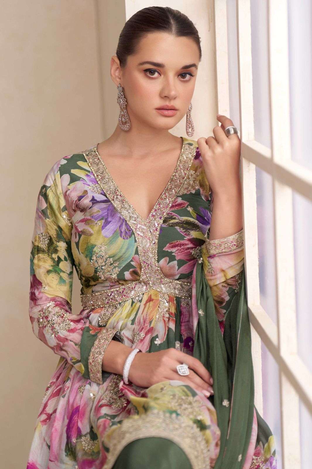 RAAGA BY GULKAYRA DESIGNER IN REAL CHINON SILK WITH EMBROIDERY WORK 
