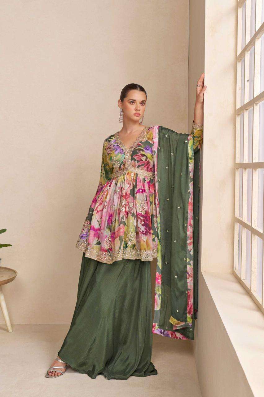 RAAGA BY GULKAYRA DESIGNER IN REAL CHINON SILK WITH EMBROIDERY WORK 