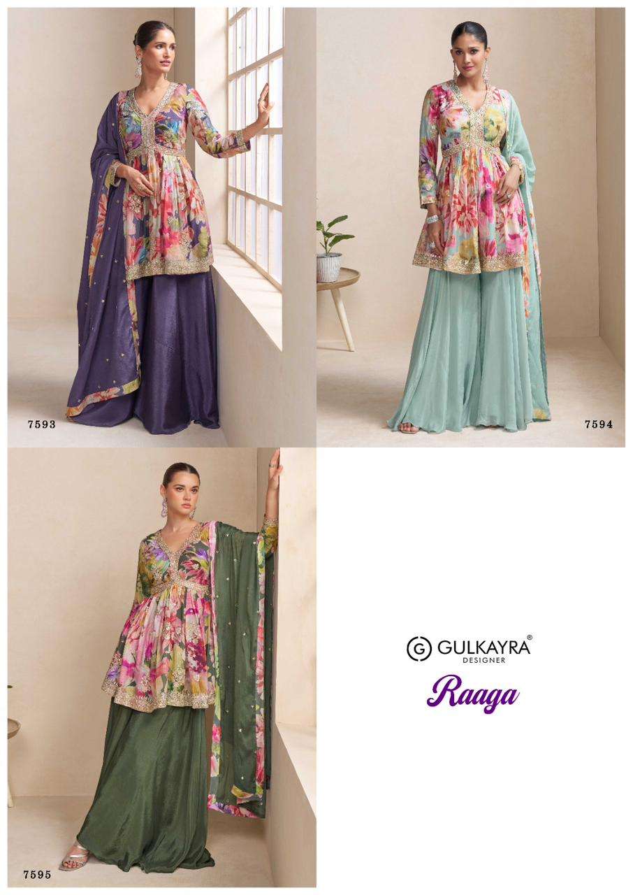 RAAGA BY GULKAYRA DESIGNER IN REAL CHINON SILK WITH EMBROIDERY WORK 