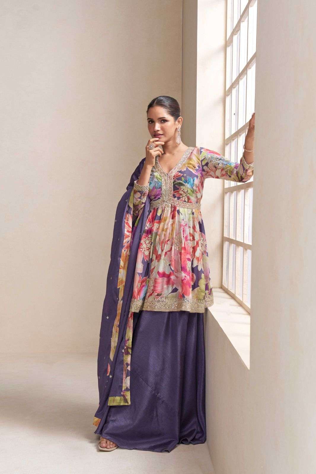 RAAGA BY GULKAYRA DESIGNER IN REAL CHINON SILK WITH EMBROIDERY WORK 