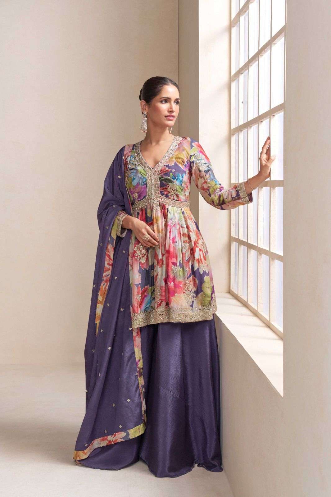 RAAGA BY GULKAYRA DESIGNER IN REAL CHINON SILK WITH EMBROIDERY WORK 