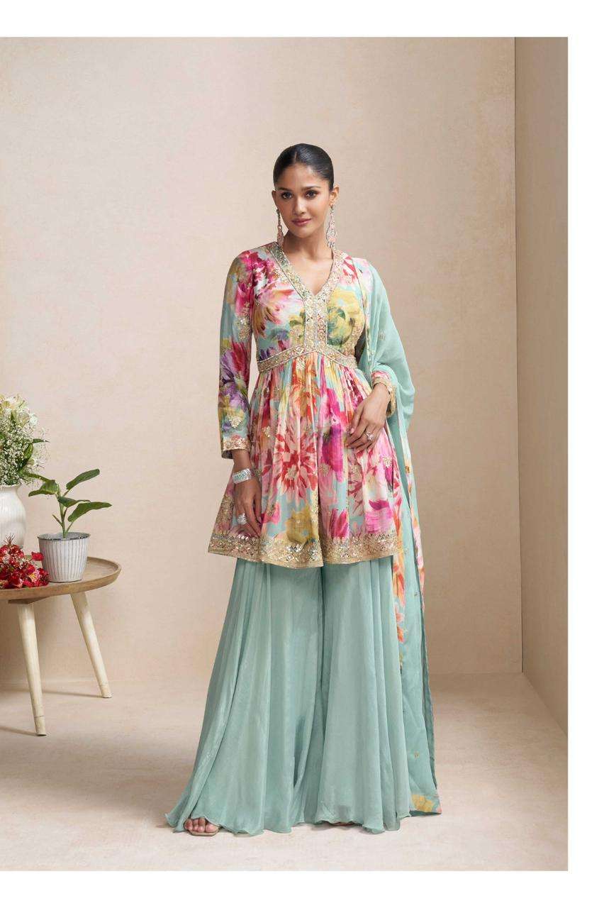 RAAGA BY GULKAYRA DESIGNER IN REAL CHINON SILK WITH EMBROIDERY WORK 