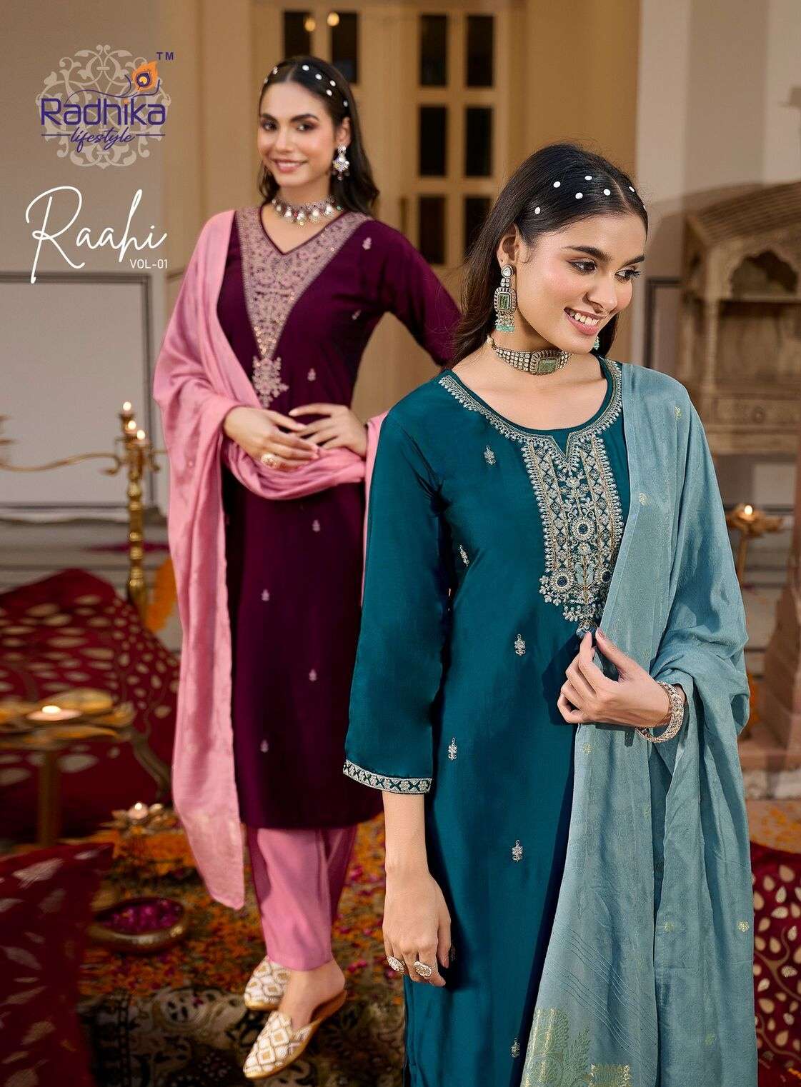 RAHII VOL-1 BY RADHIKA LIFESTYLE IN RANGEELA SILK WITH EMBROIDERY & HAND WORK