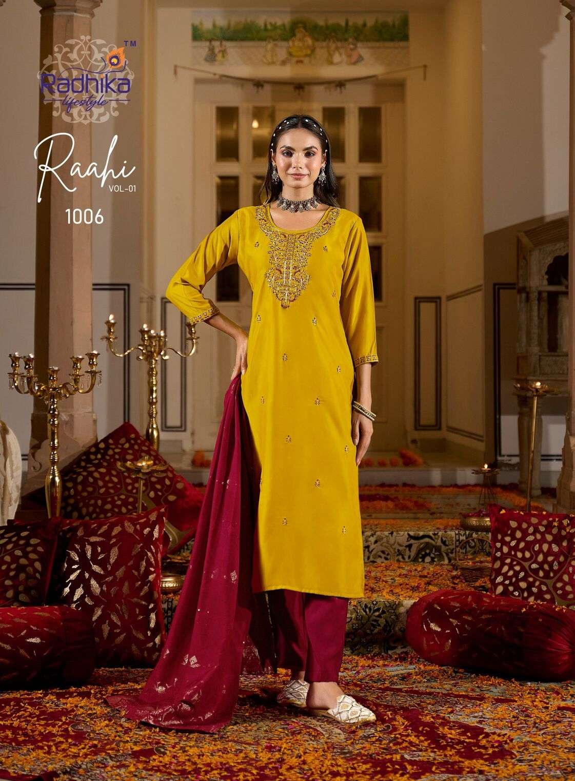 RAHII VOL-1 BY RADHIKA LIFESTYLE IN RANGEELA SILK WITH EMBROIDERY & HAND WORK