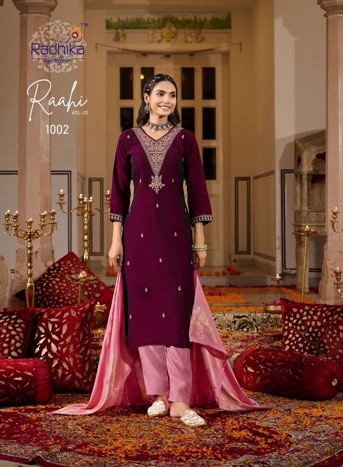 RAHII VOL-1 BY RADHIKA LIFESTYLE IN RANGEELA SILK WITH EMBROIDERY & HAND WORK