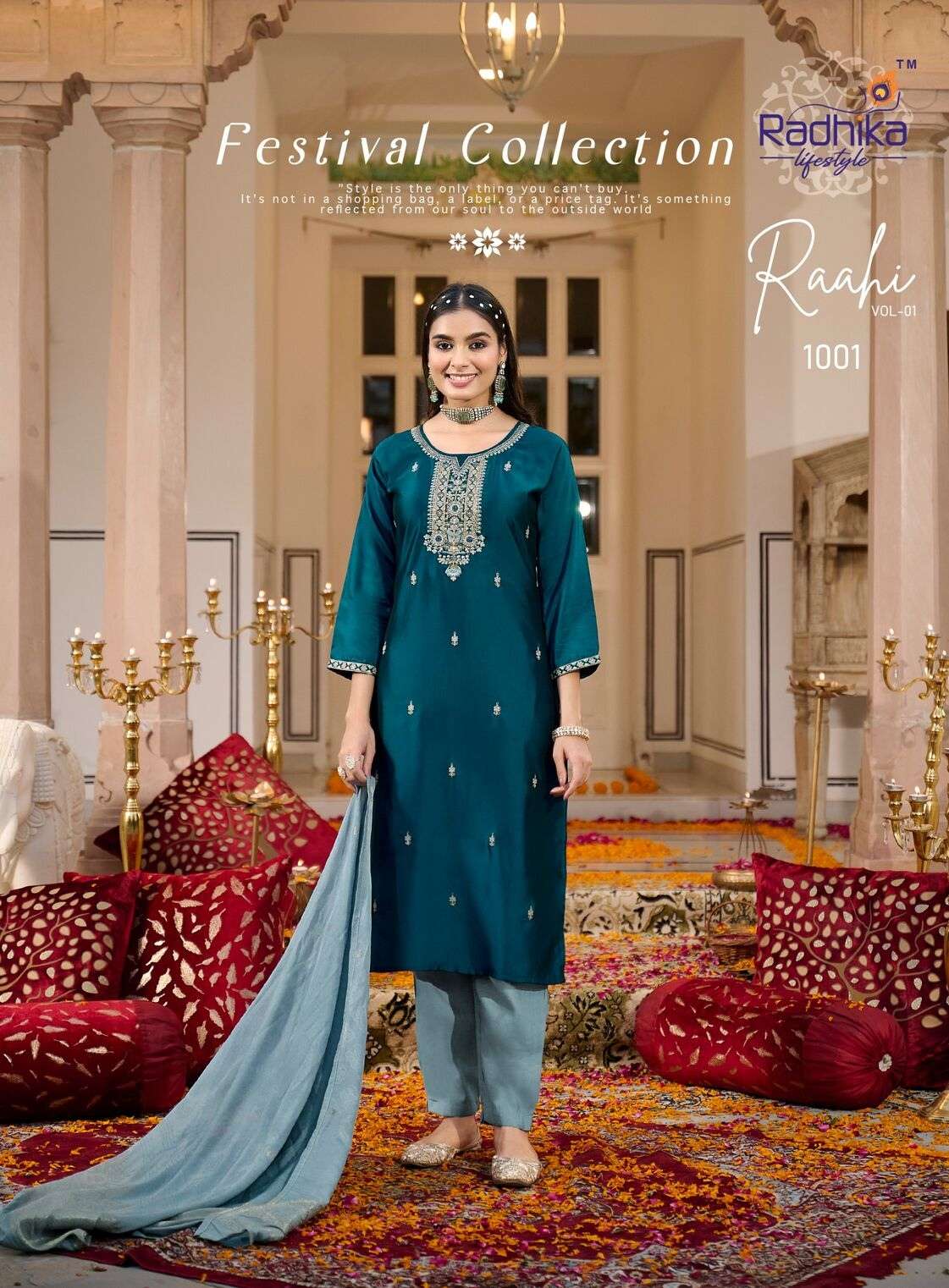 RAHII VOL-1 BY RADHIKA LIFESTYLE IN RANGEELA SILK WITH EMBROIDERY & HAND WORK