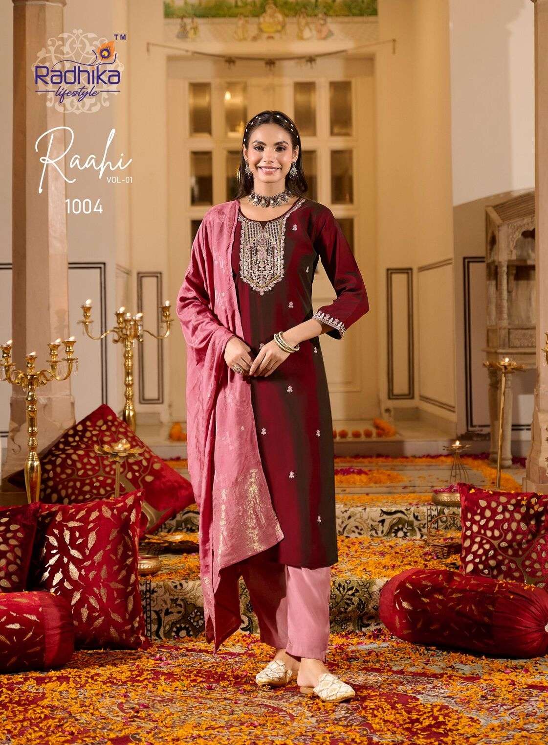 RAHII VOL-1 BY RADHIKA LIFESTYLE IN RANGEELA SILK WITH EMBROIDERY & HAND WORK