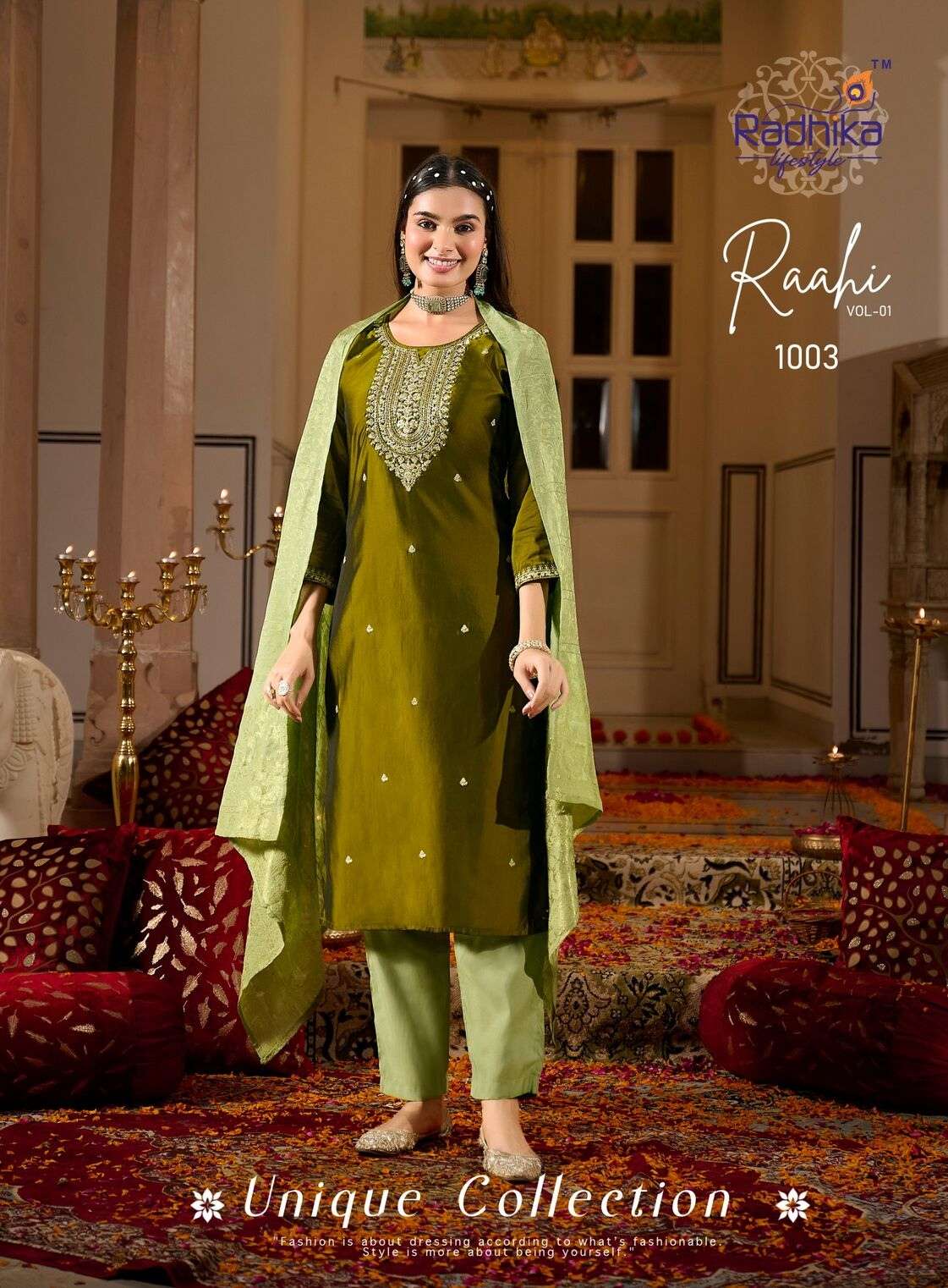 RAHII VOL-1 BY RADHIKA LIFESTYLE IN RANGEELA SILK WITH EMBROIDERY & HAND WORK